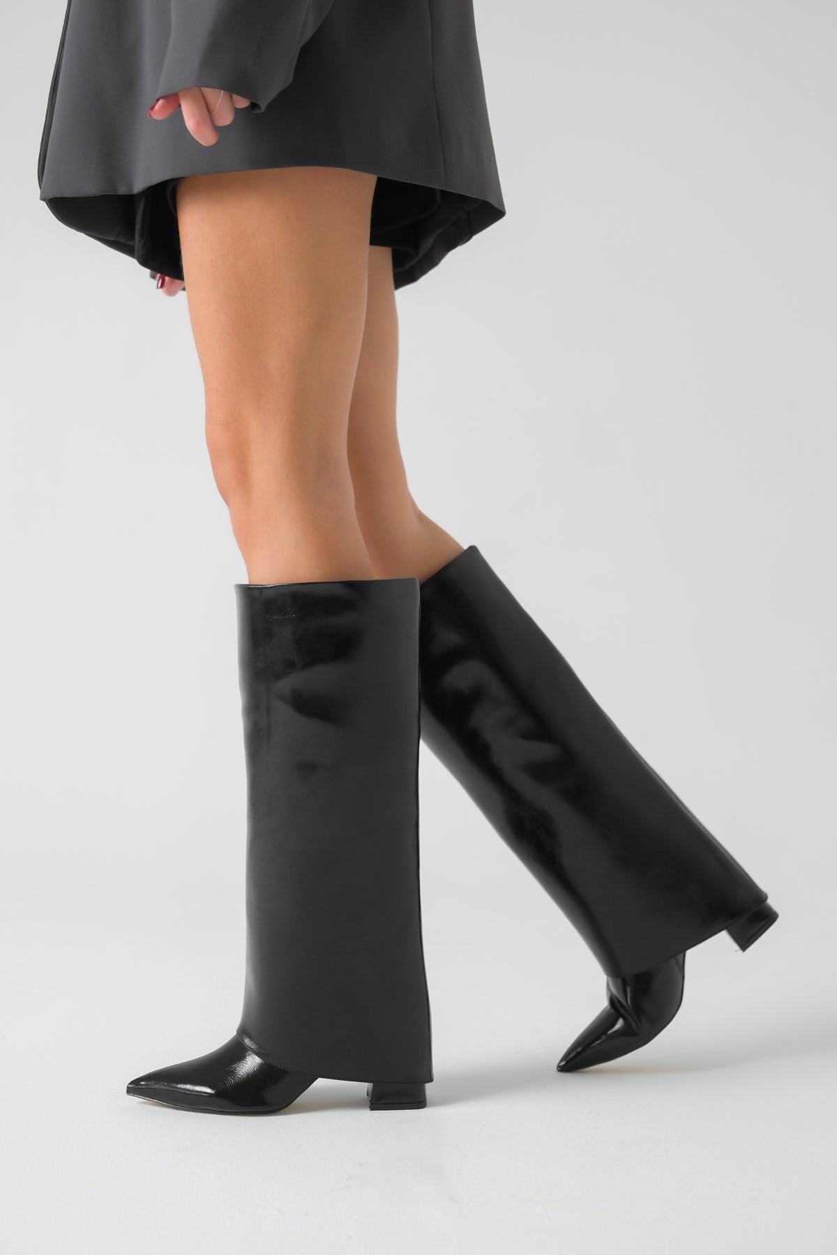 Riccon Takılıp Çıkarılabilen Tozluk Detaylı Sivri Burunlu 2in1 Kadın Çizme Bot