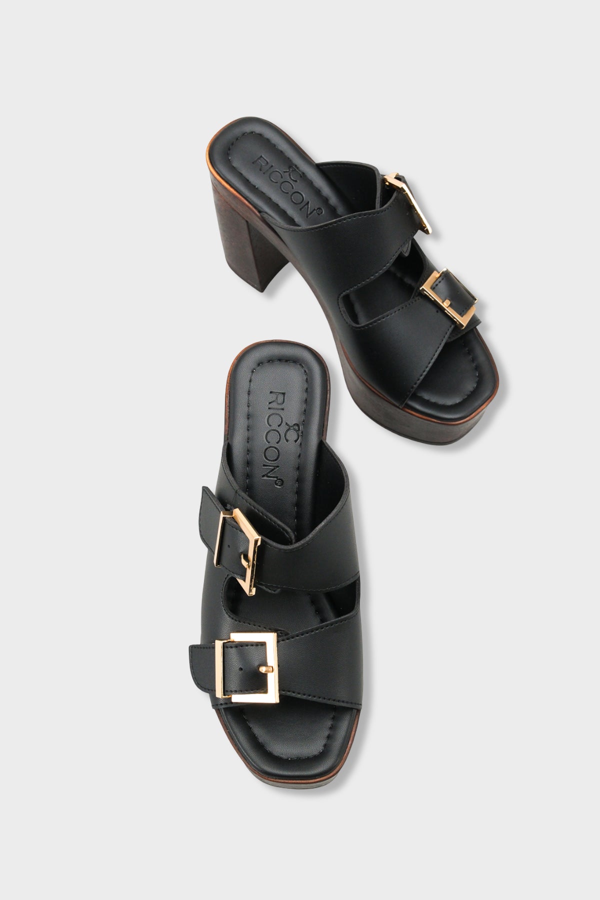 Riccon Kadın Topuklu Terlik 0012771 Siyah Cilt