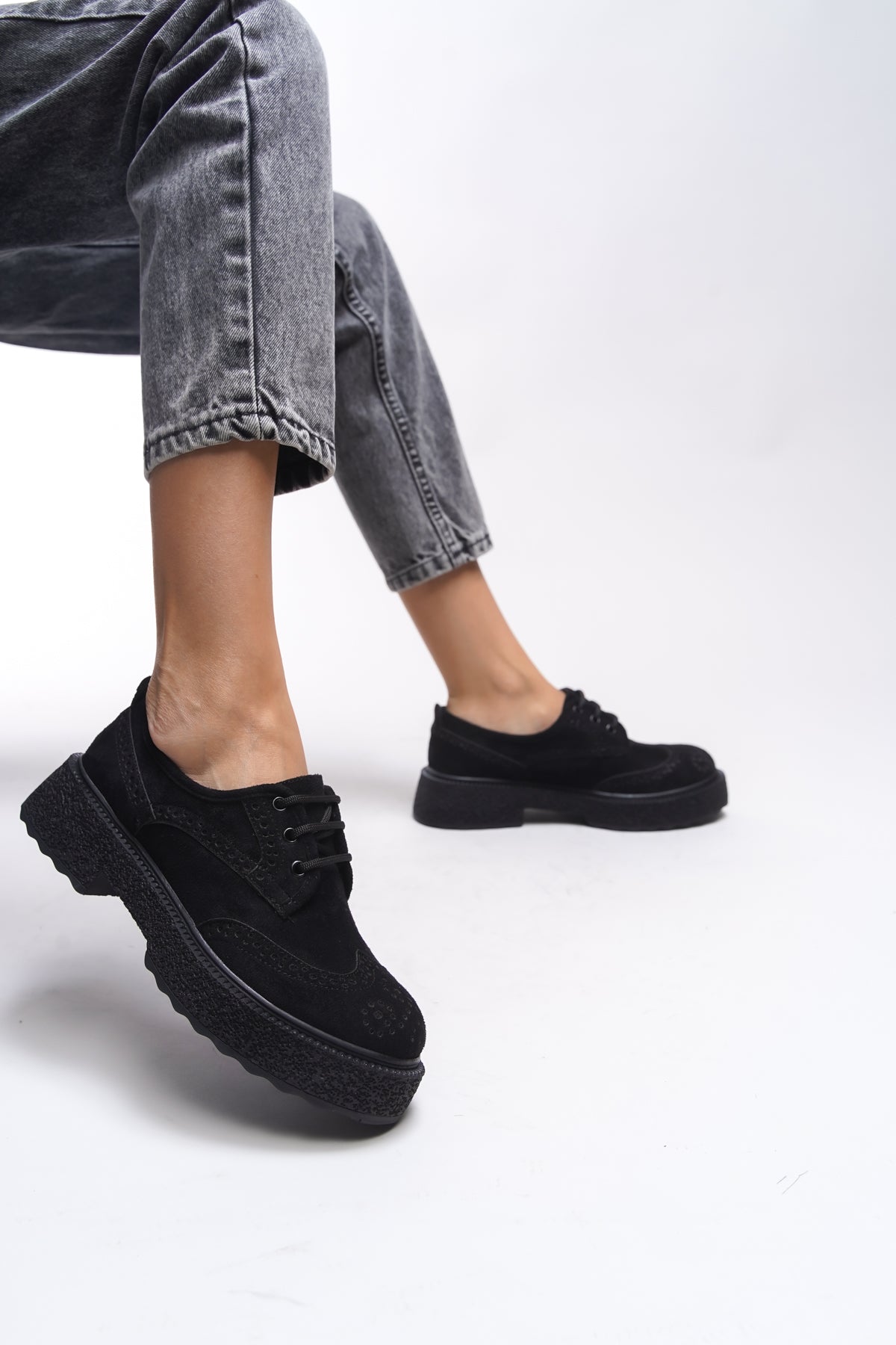 Riccon Oknyrth Kadın Bağcıklı Loafer 00121990 Siyah Süet