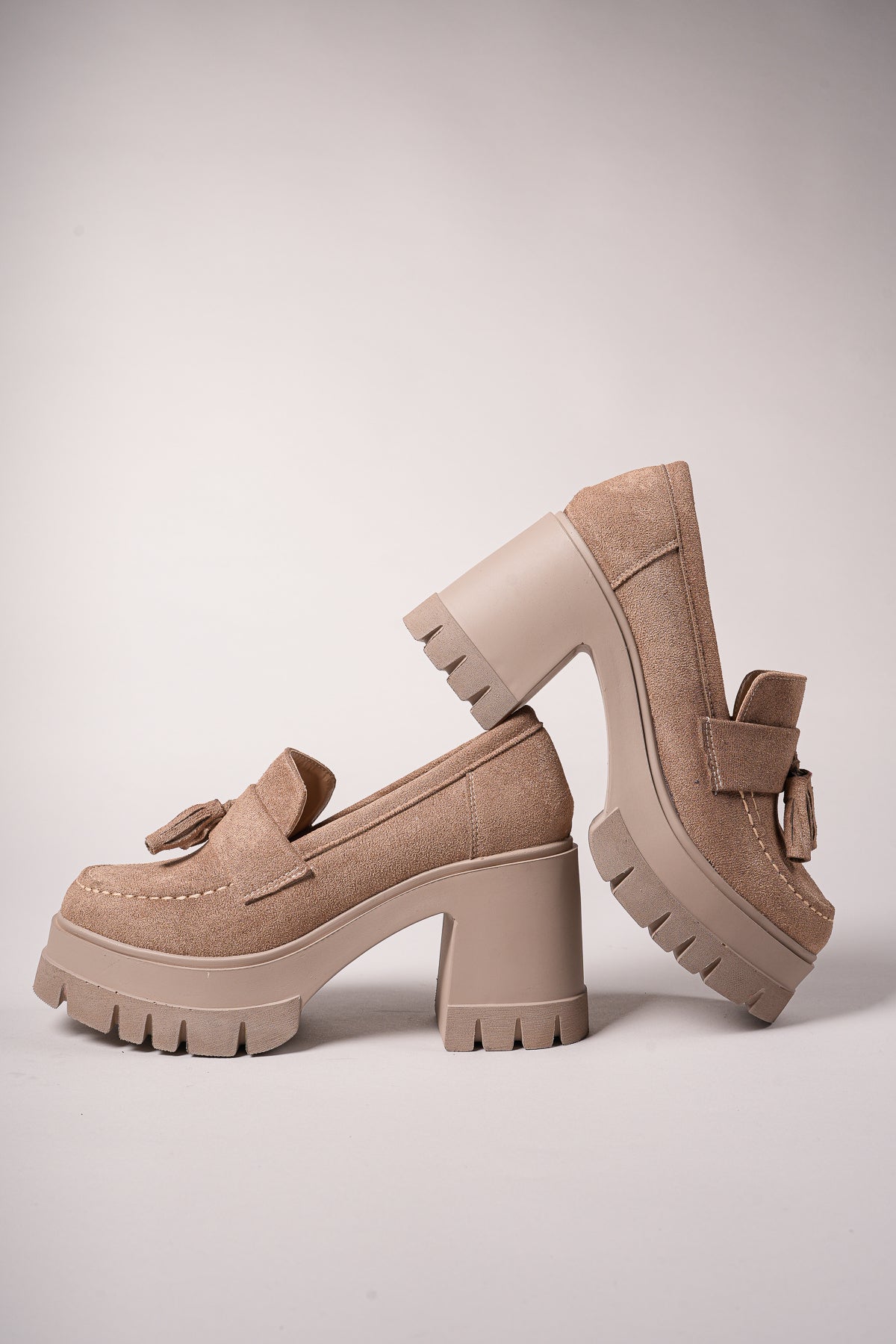Riccon Aendorei Kadın Loafer 0012509 Vizon Süet
