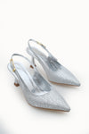 Riccon Ysalaela Kadın Arkası Açık Sivri Burun Stiletto 0012700 Gümüş Dokulu