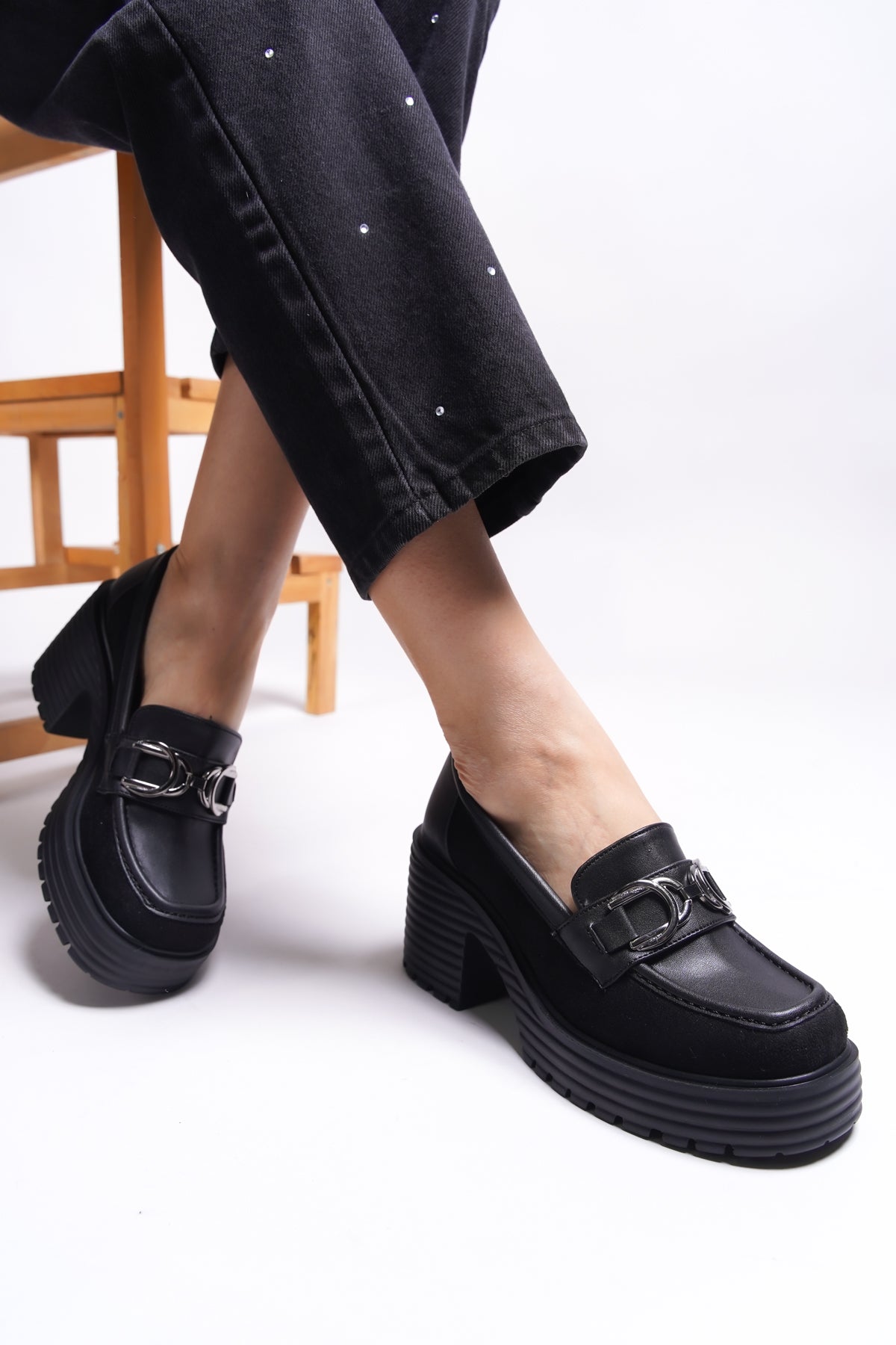 Riccon Gwassien Kadın Loafer 0012500 Siyah Süet