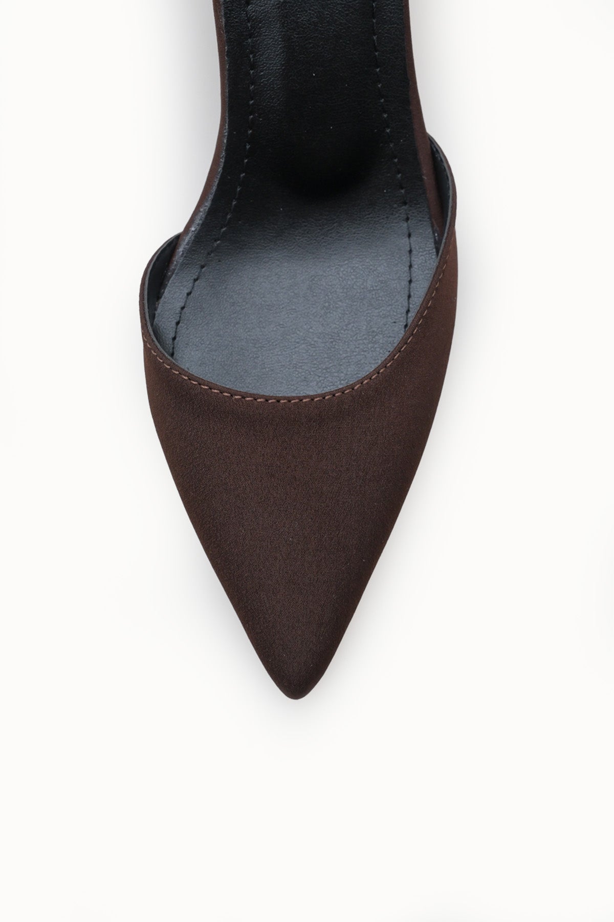 Riccon Kadın Sivri Burunlu Arkası Açık İnce Topuklu Ayakkabı 001206 Mat Kahverengi