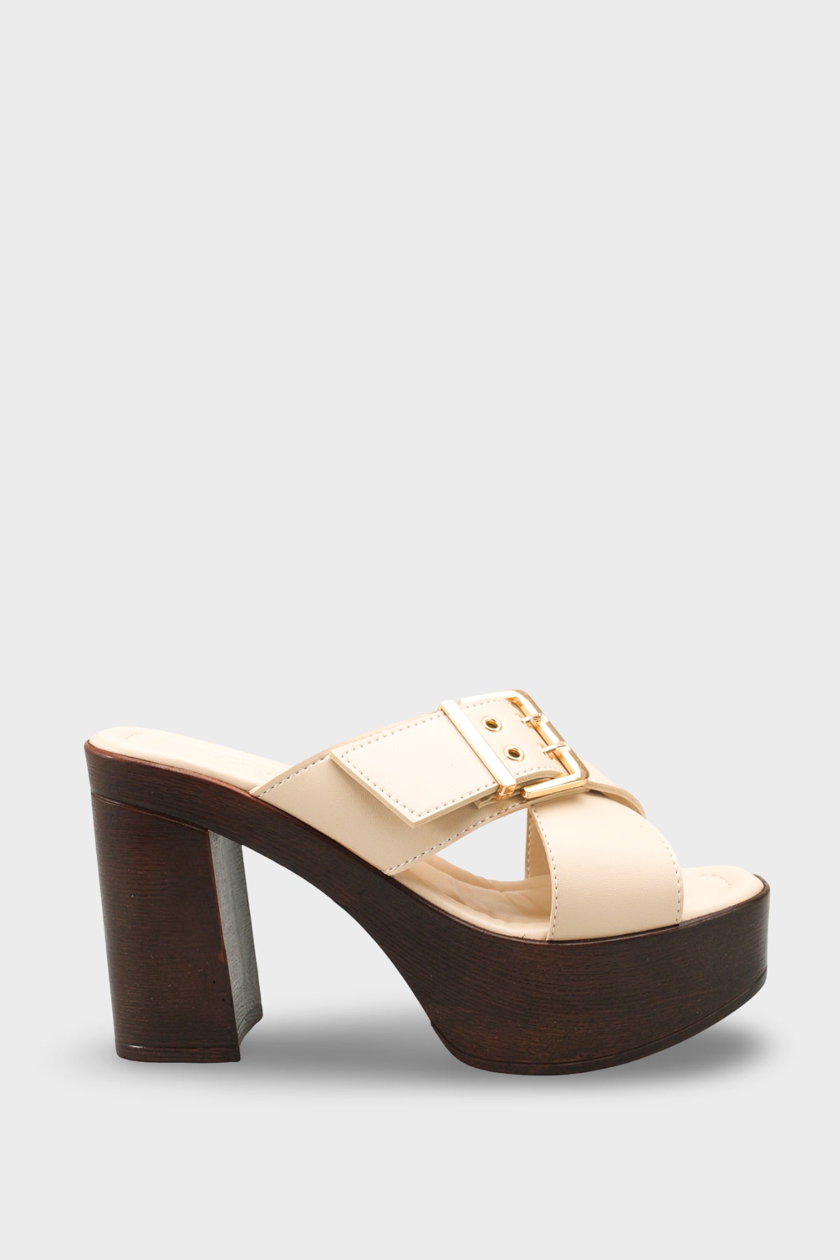 Riccon Kadın Topuklu Terlik 0012776 Bej Cilt