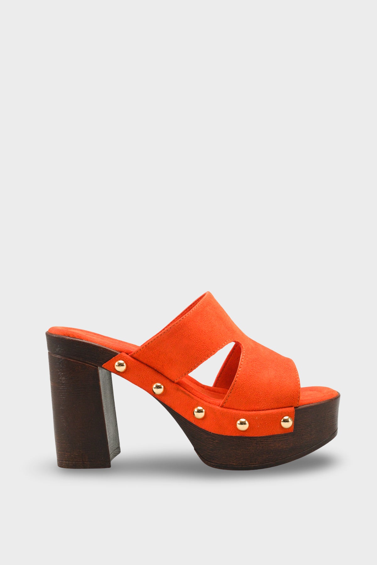 Riccon Kadın Topuklu Terlik 0012778 Oranj Süet