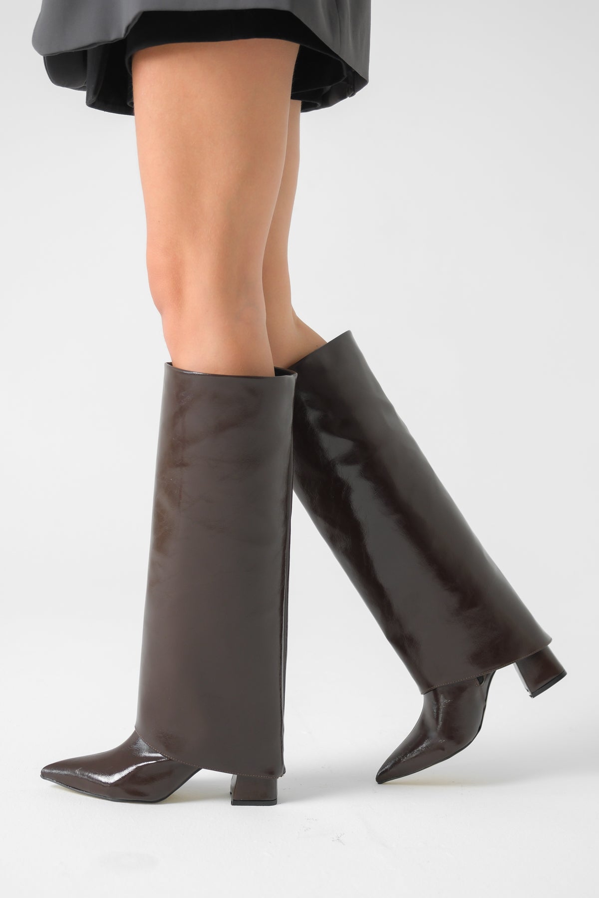 Riccon Takılıp Çıkarılabilen Tozluk Detaylı Sivri Burunlu 2in1 Kadın Çizme Bot