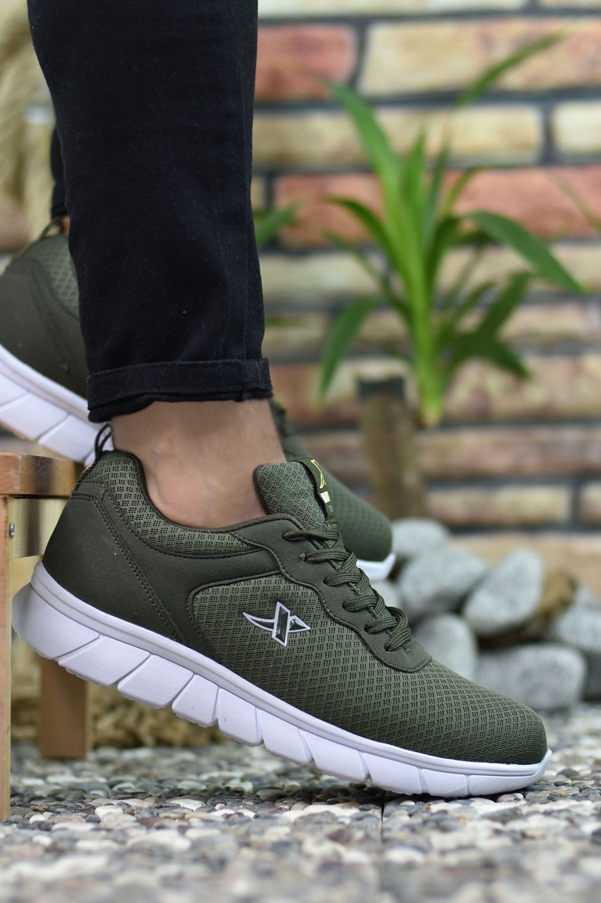 Riccon Unisex Ultra Hafif Sneaker 0012065 Haki Beyaz