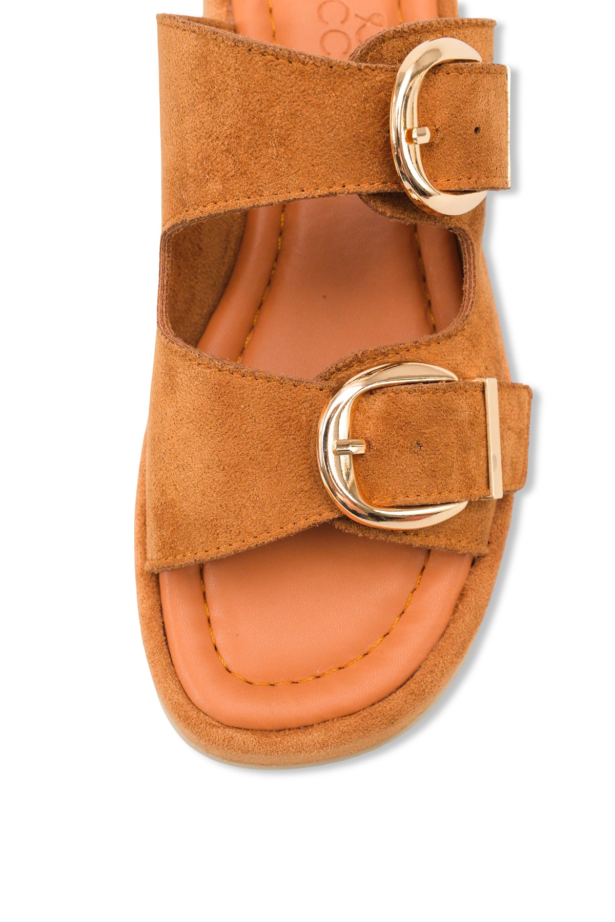 Riccon Kadın Çift Tokalı Terlik 0012683 Taba Süet