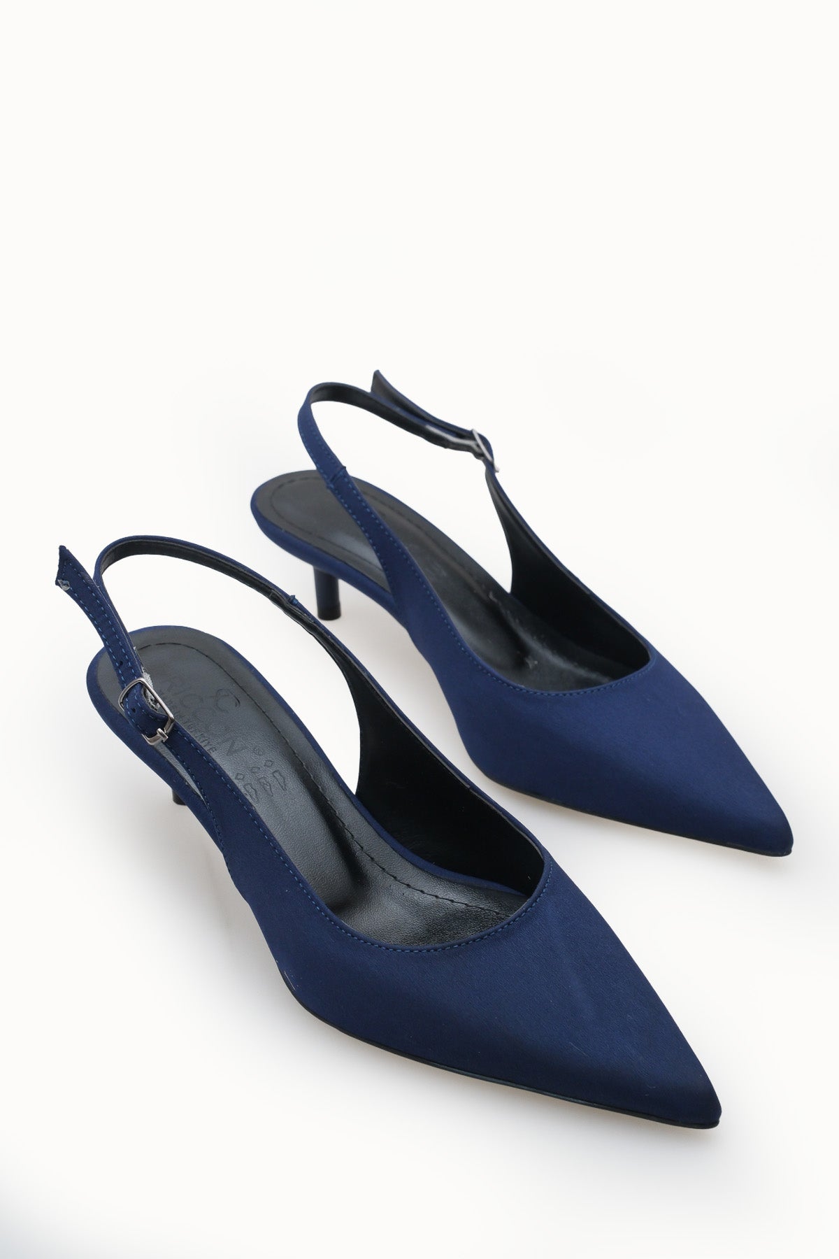 Riccon Kadın Sivri Burunlu Arkası Açık İnce Topuklu Ayakkabı 0012200 Mat Lacivert