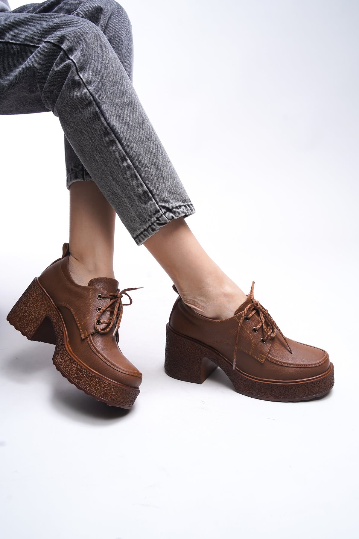Riccon Qerekna Kadın Topuklu Bağcıklı Loafer 00121500