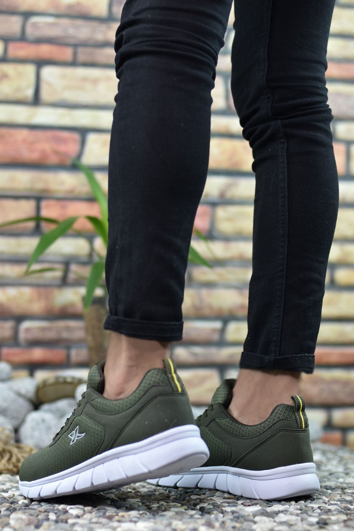Riccon Unisex Ultra Hafif Sneaker 0012065 Haki Beyaz