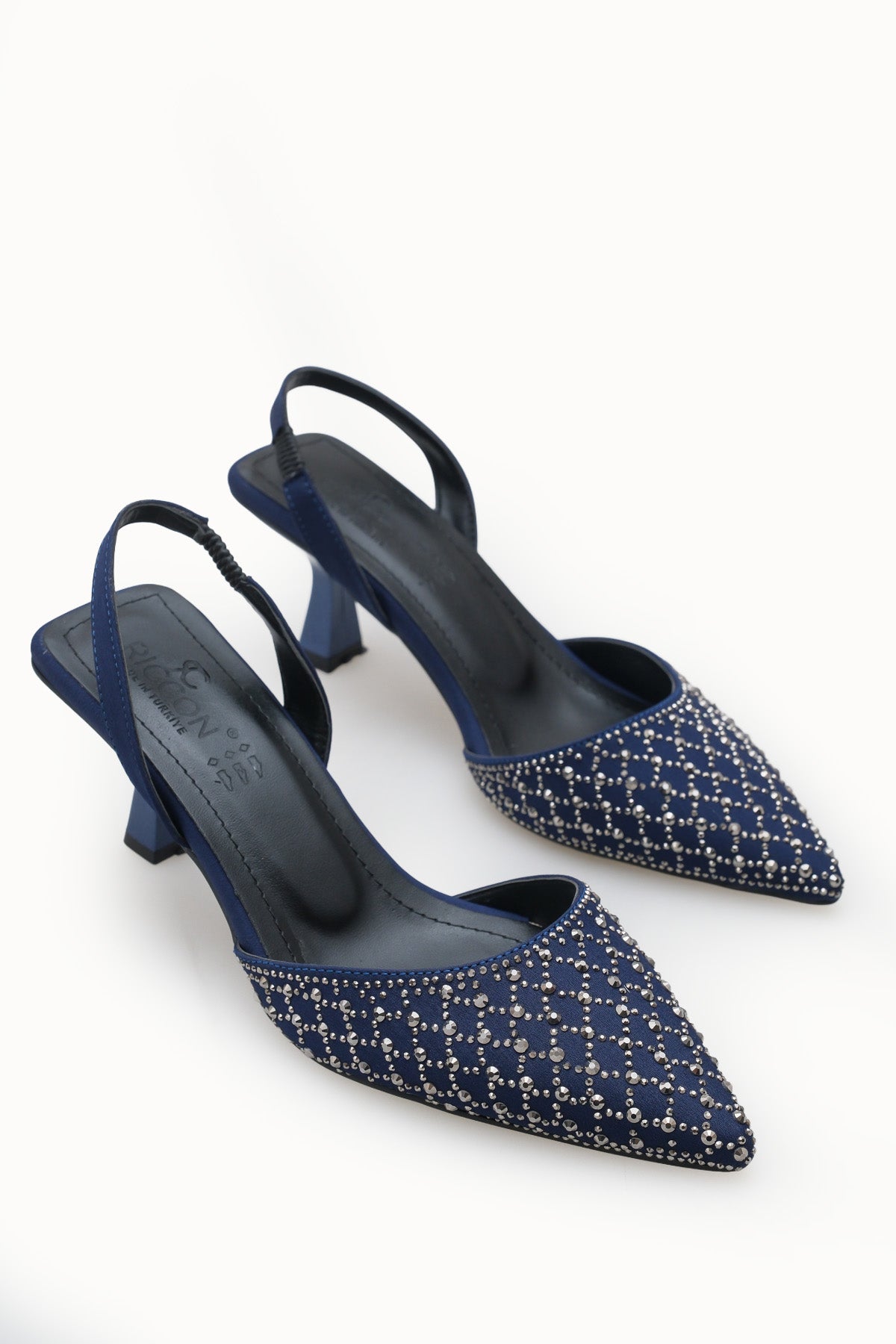 Riccon Kadın Sivri Burunlu Arkası Açık İnce Topuklu Ayakkabı 001207 Lacivert