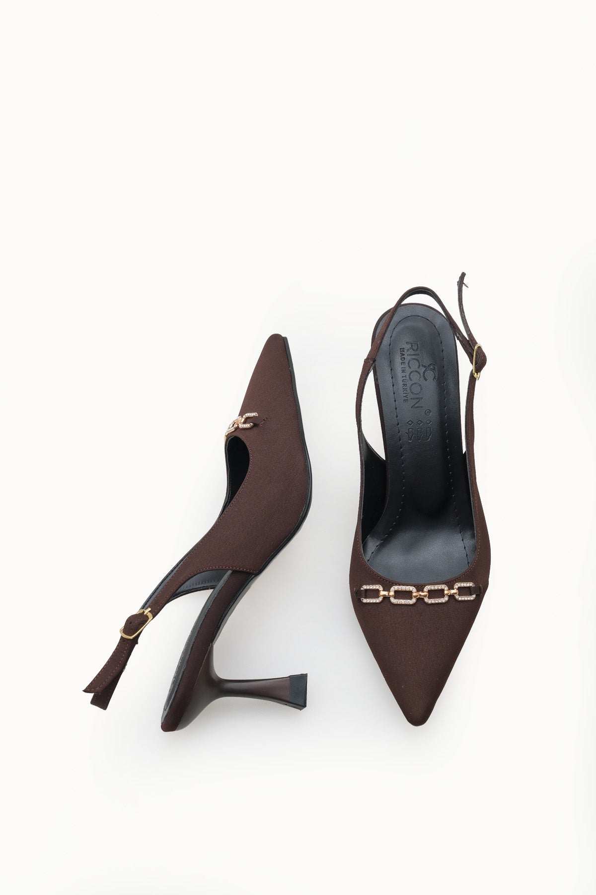 Riccon Kadın Sivri Burunlu Arkası Açık İnce Topuklu Ayakkabı 0012715 Mat Kahverengi