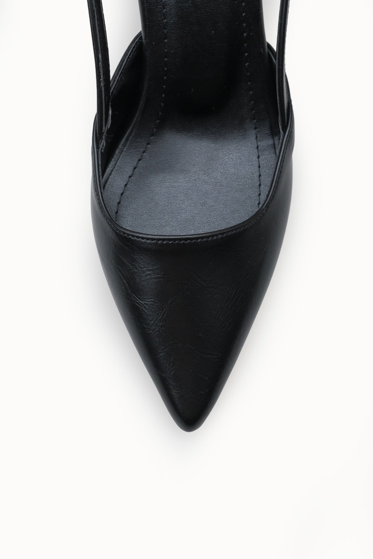 Riccon Evelniel Kadın Arkası Açık Sivri Burun Stiletto 001209 Siyah Rustik