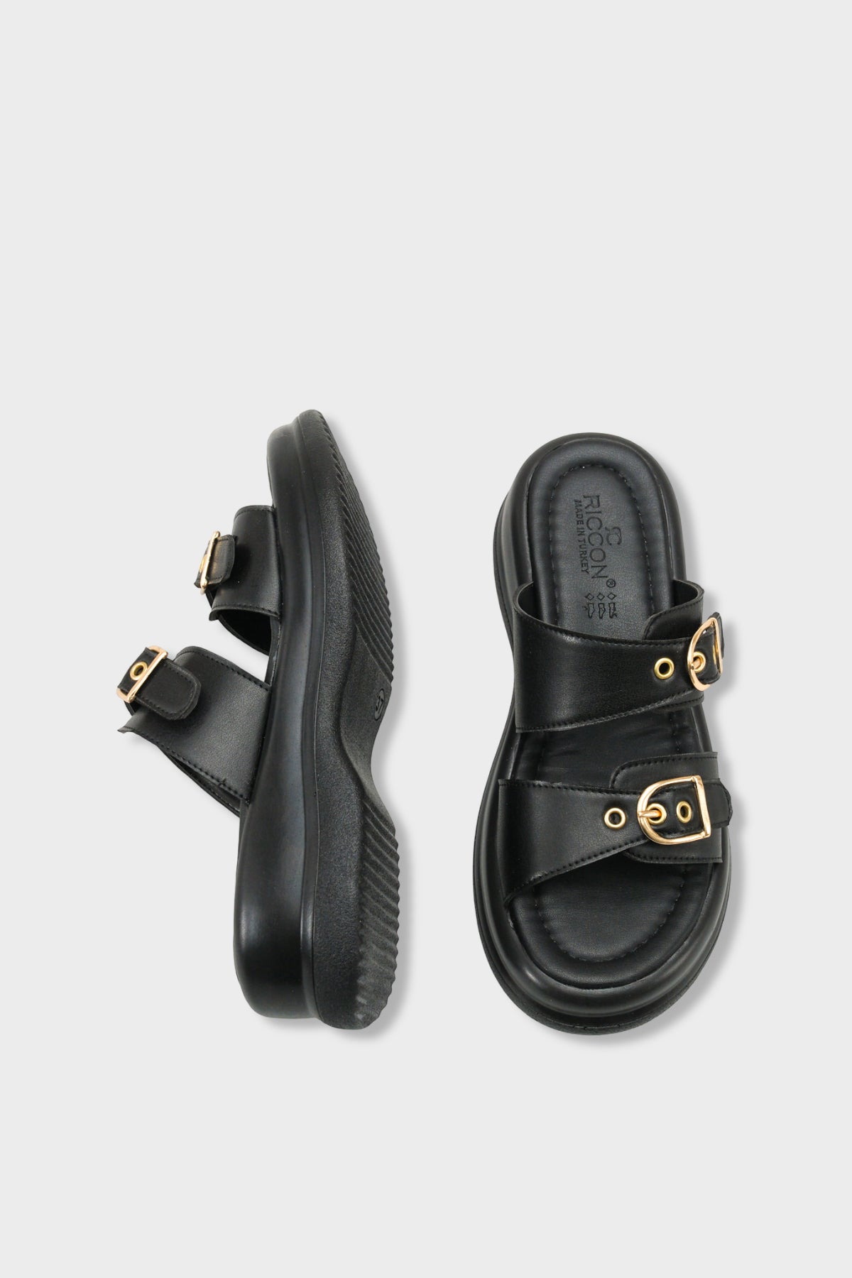 Riccon Kadın Çift Tokalı Terlik 00121027 Siyah