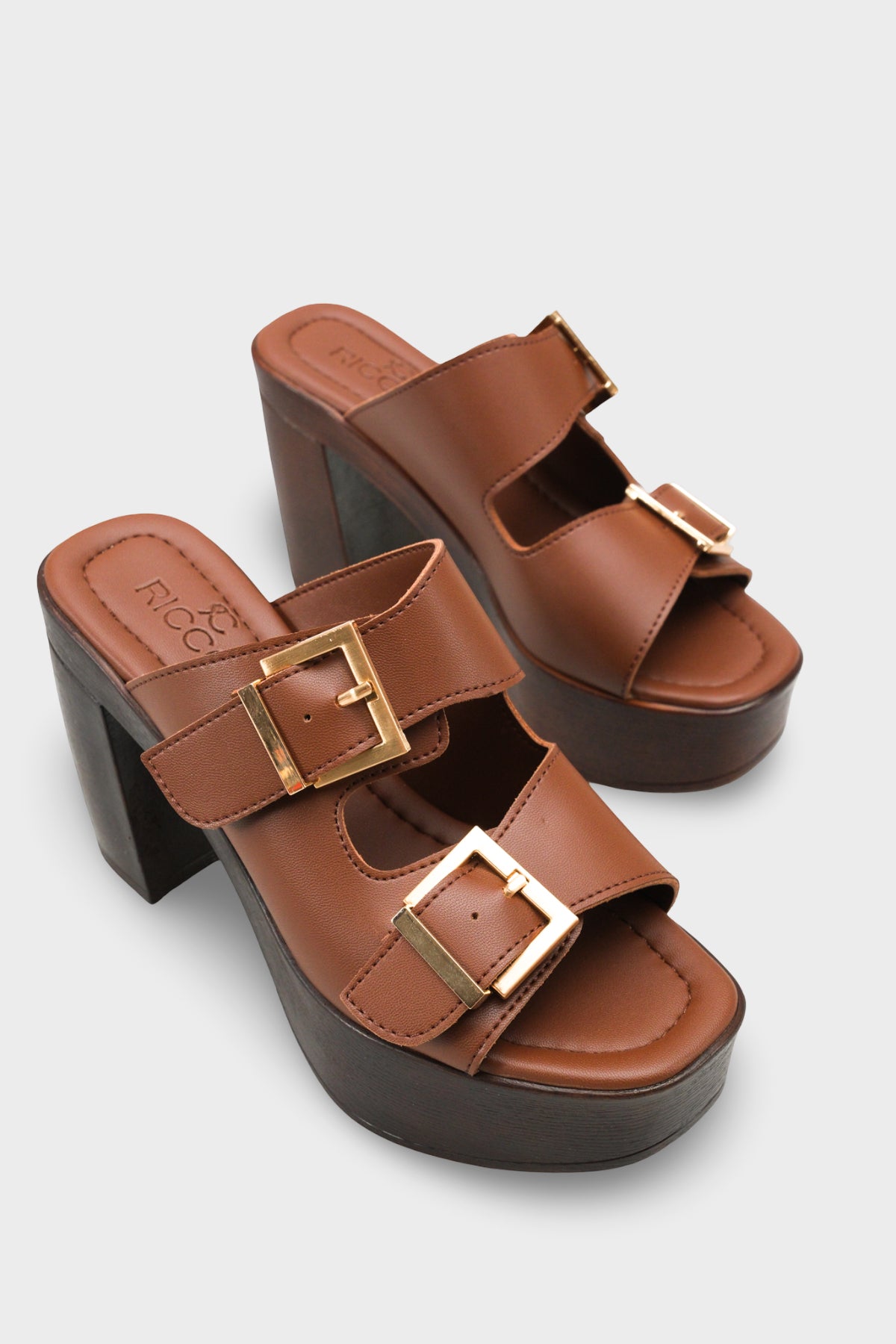 Riccon Kadın Topuklu Terlik 0012771 Kahverengi Cilt