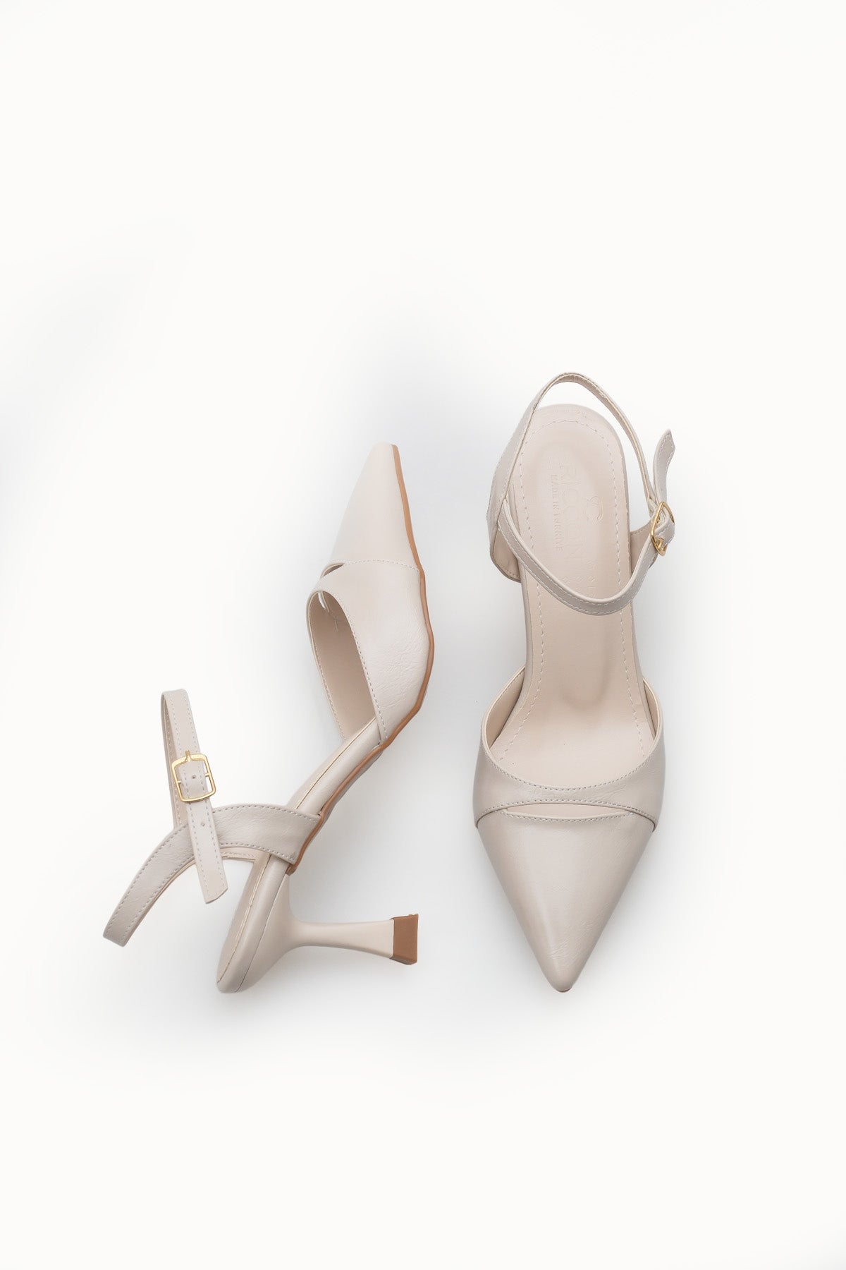 Riccon Kadın Sivri Burunlu Arkası Açık İnce Topuklu Ayakkabı 0012727 Ten Cilt