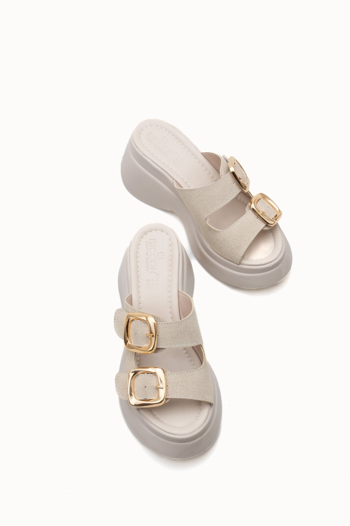 Riccon Heilrele Kadın Terlik 0012908 Bej Deri Dokulu