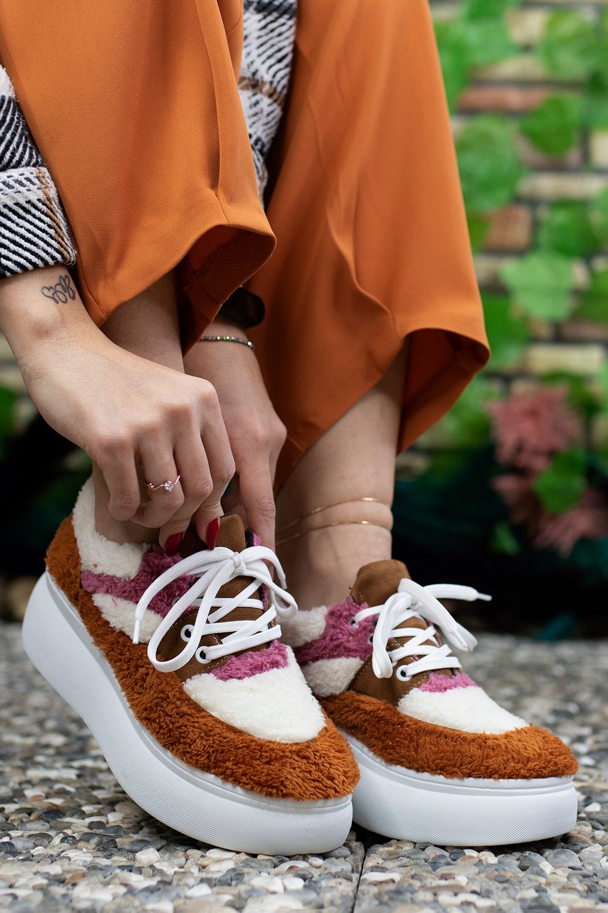 Riccon Kadın Tüylü Sneaker 0012106