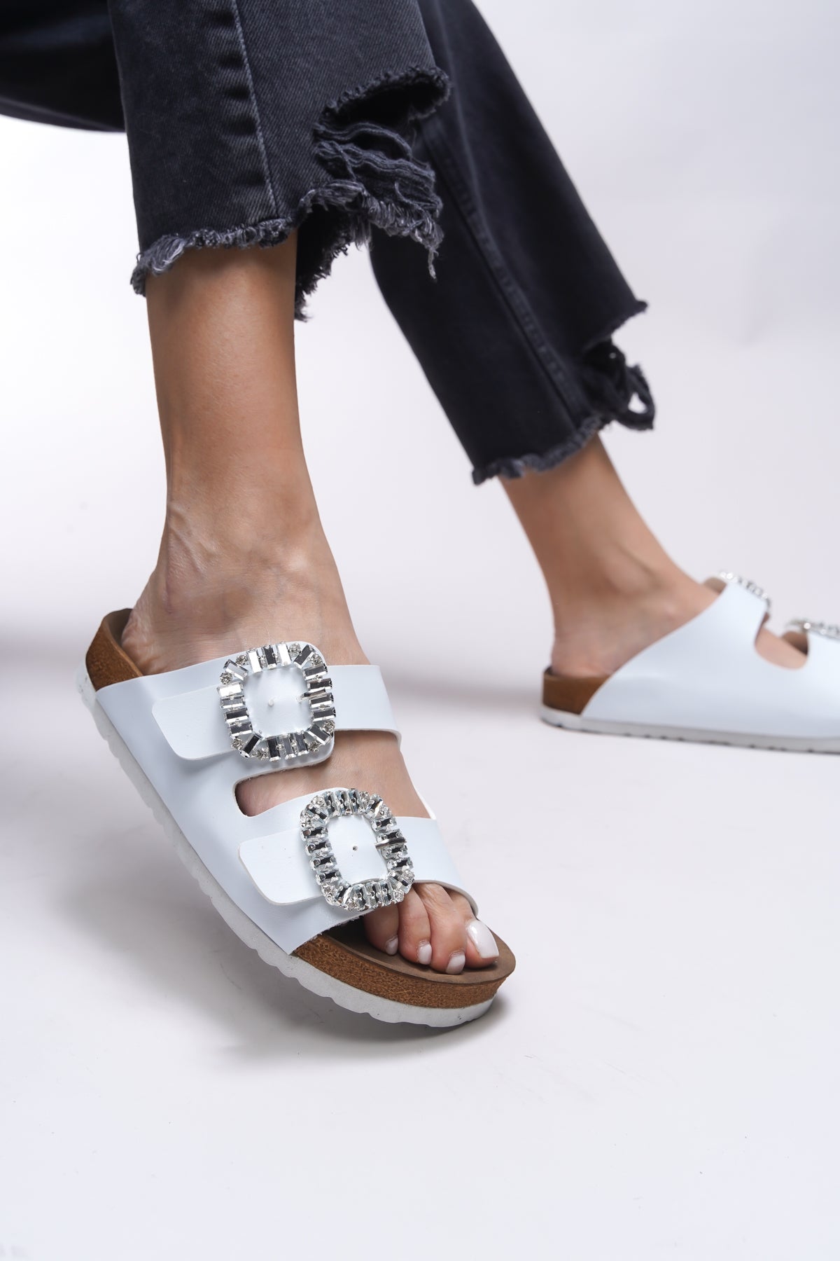 Riccon Mahcerys Kadın Taşlı Çift Tokalı Terlik 0012555