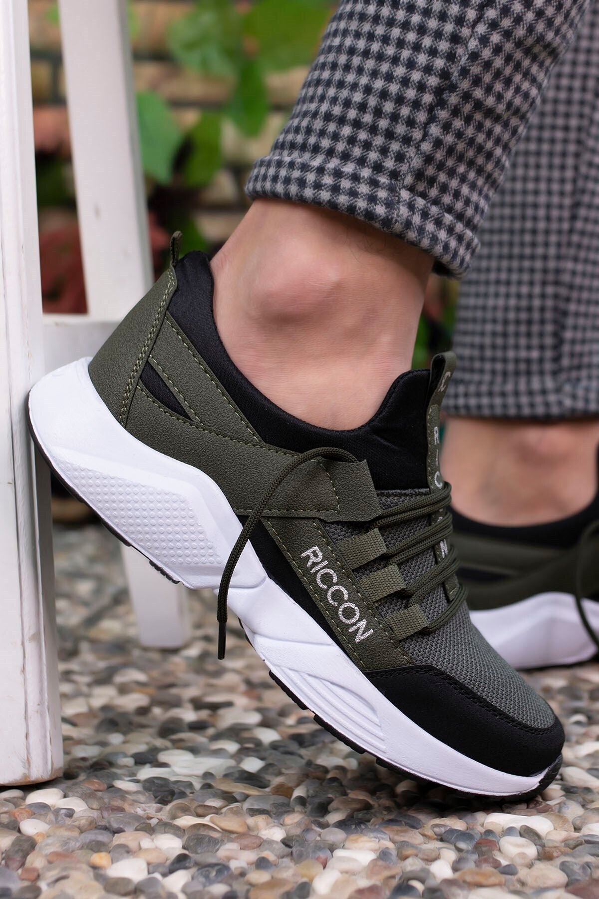 Riccon Unisex Sneaker 0012072 Haki Siyah Beyaz