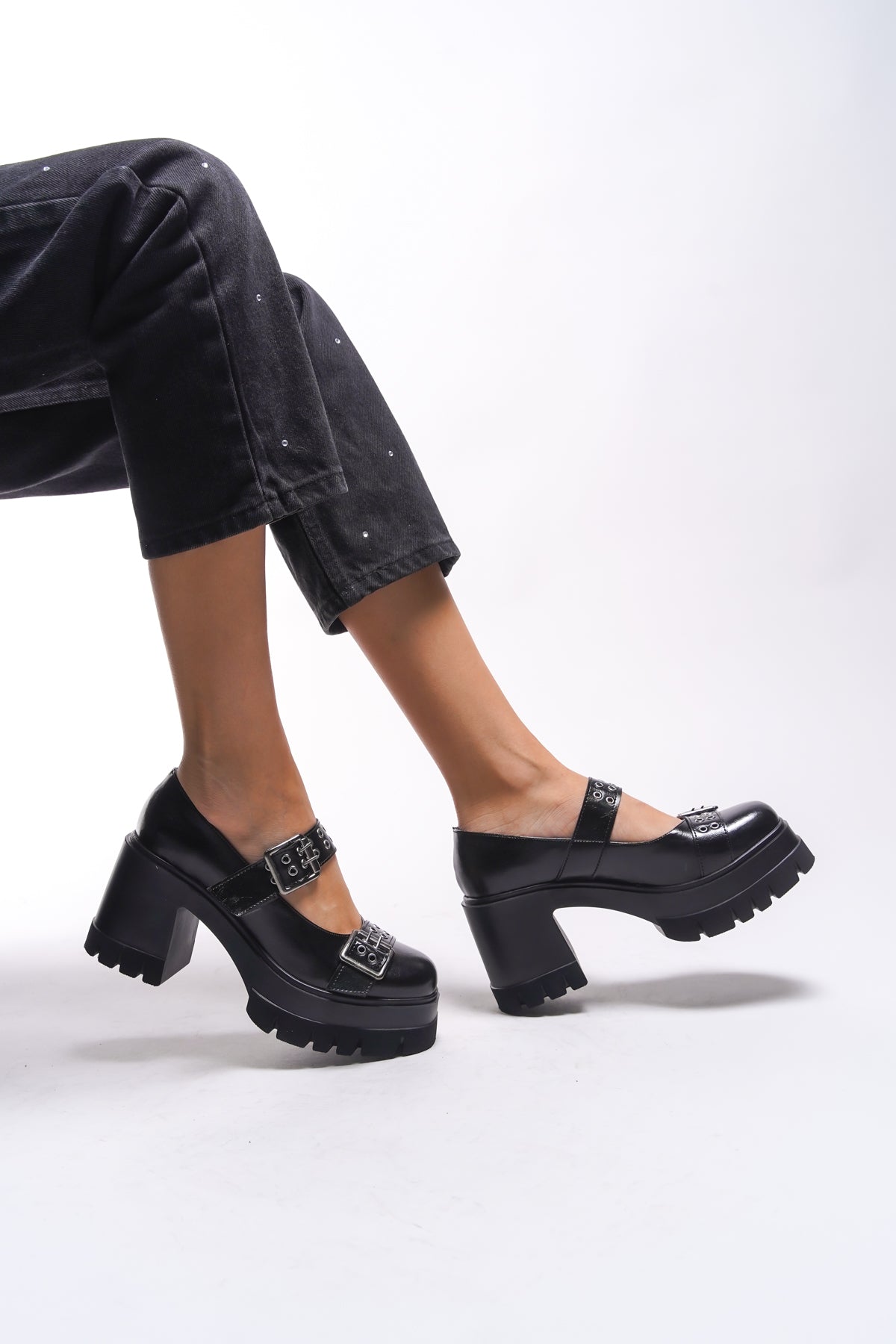 Riccon Lirwenia Kadın Çift Tokalı Topuklu Loafer 00121001