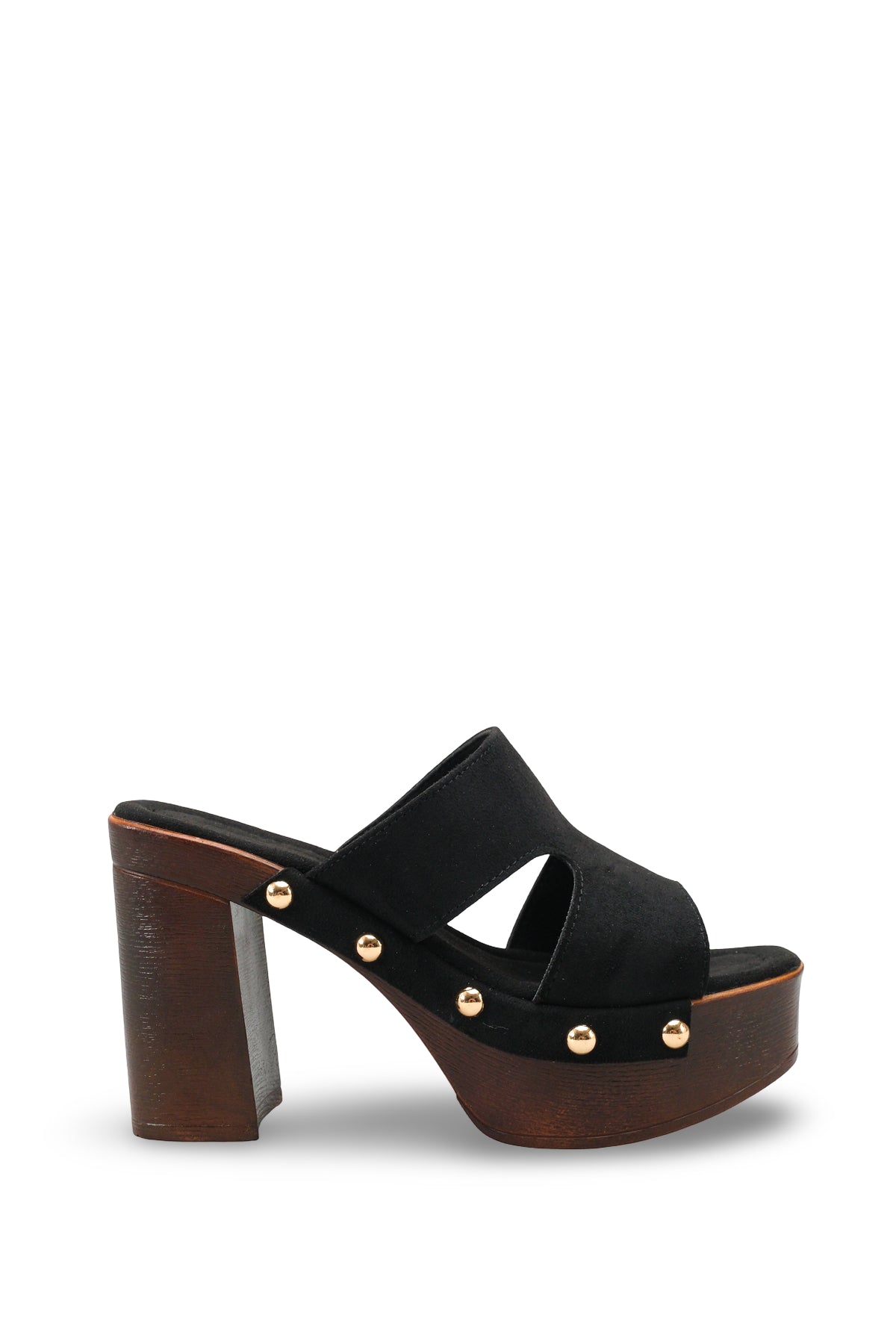 Riccon Kadın Topuklu Terlik 0012778 Siyah Süet