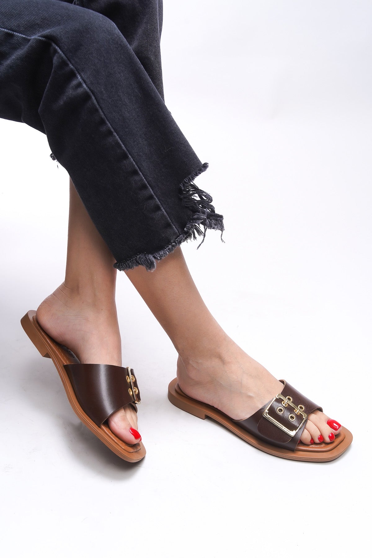 Riccon Brenthaela Kadın Hakiki Deri Terlik 00120764