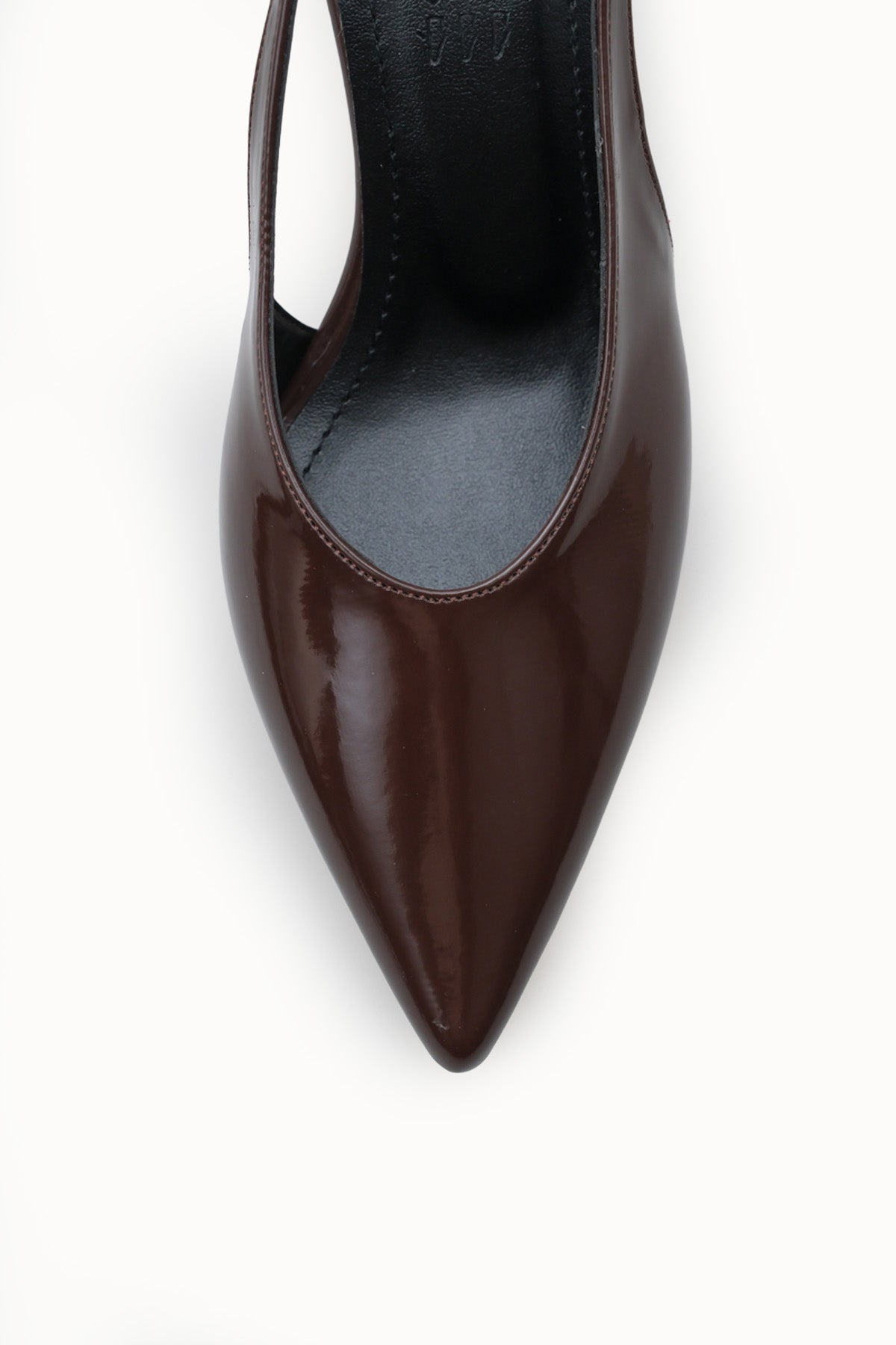 Riccon Kadın Sivri Burunlu Arkası Açık İnce Topuklu Ayakkabı 0012560 Kahverengi Rugan