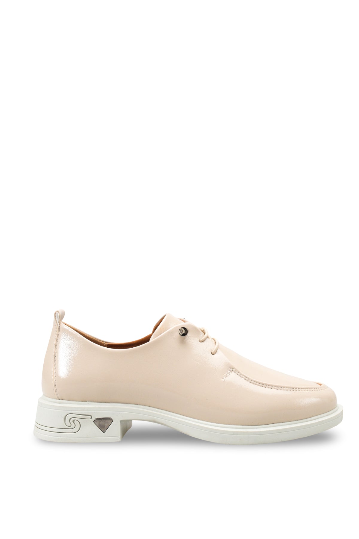Riccon Kadın Loafer 0012345 Bej Kırışık Rugan