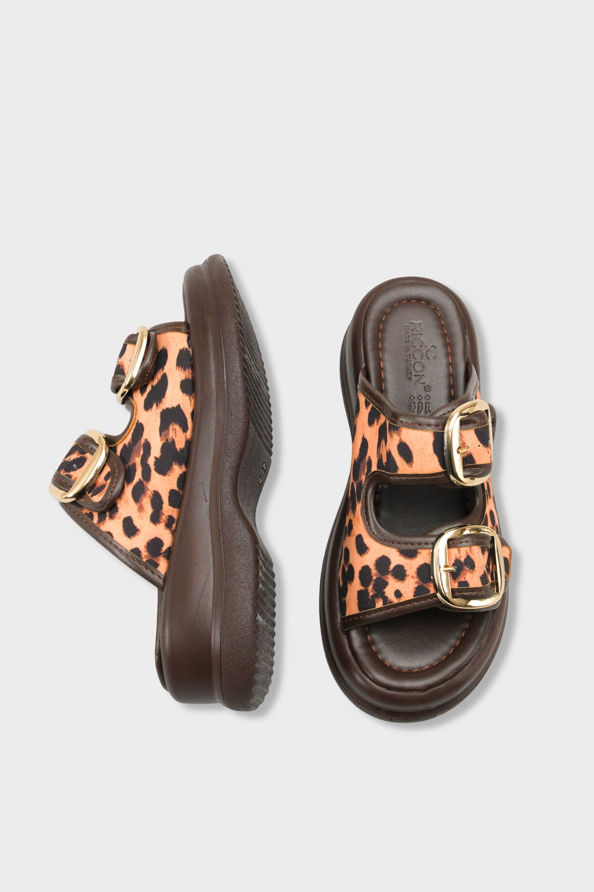 Riccon Tarveidei Kadın Terlik 00121020 Kahverengi Leopar