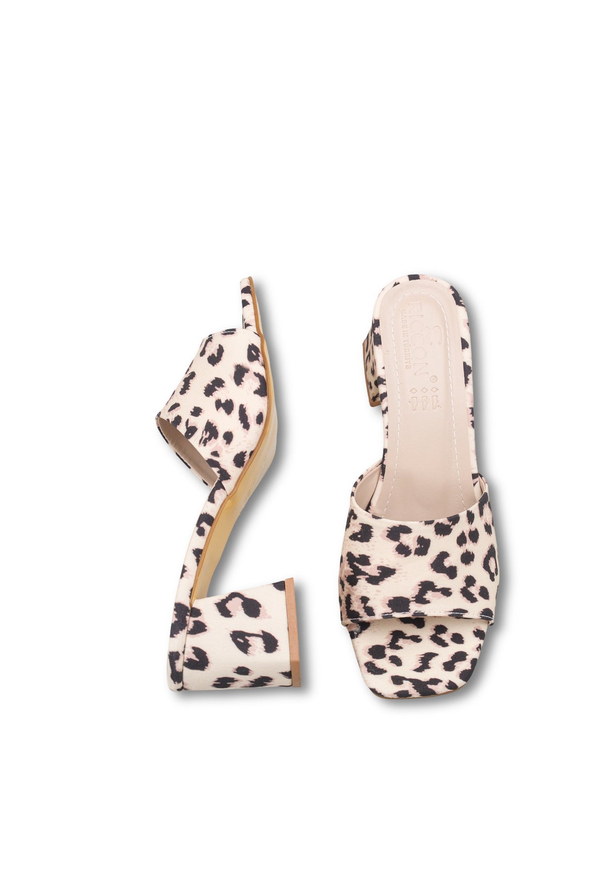 Riccon Kadın Topuklu Terlik 0012200 Ten Leopar