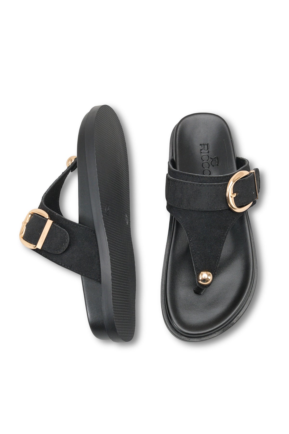 Riccon Kadın Parmak Arası Terlik 0012168 Siyah Süet