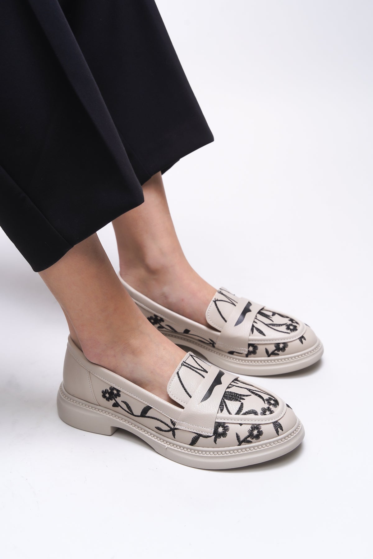Riccon Safthaela Kadın Loafer 0012452 Bej