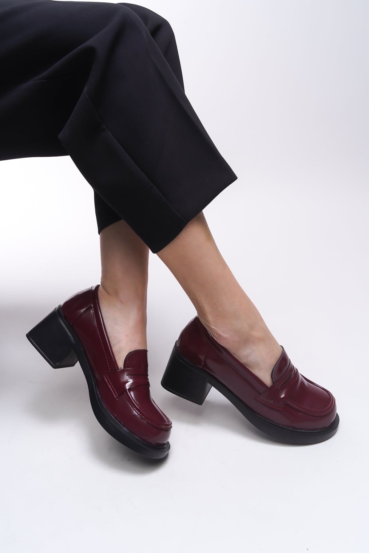 Riccon Yllthyl Kadın Loafer 0012500 Bordo Rugan
