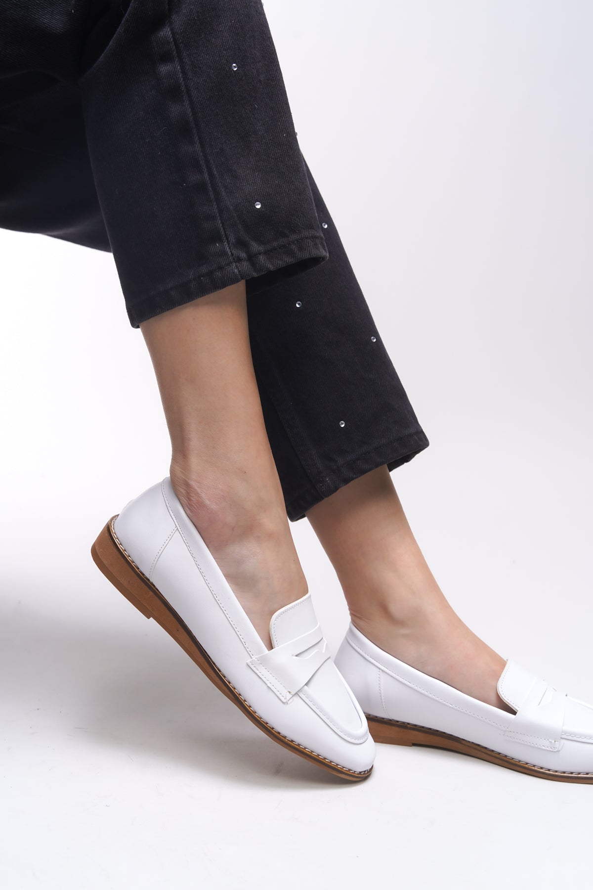 Riccon Aviraele Kadın Loafer 0012200 Beyaz Cilt