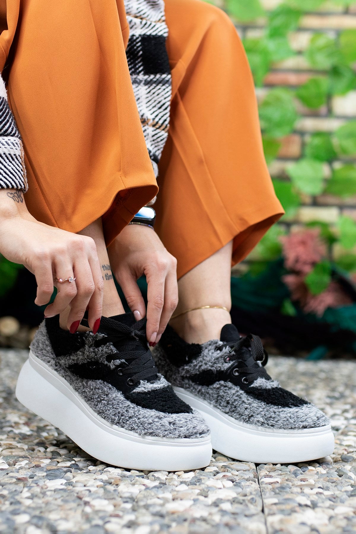 Riccon Kadın Tüylü Sneaker 0012106