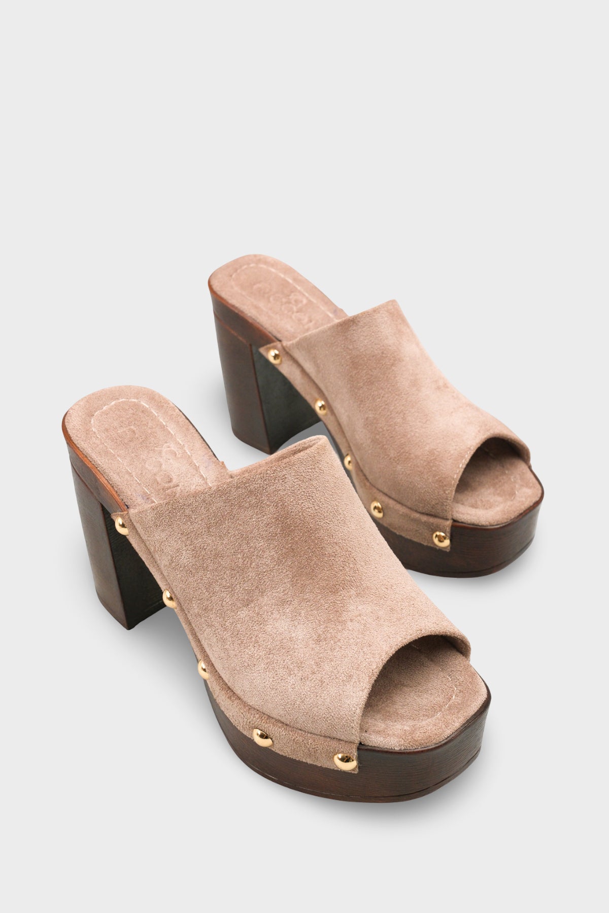 Riccon Kadın Topuklu Terlik 0012775 Vizon Süet