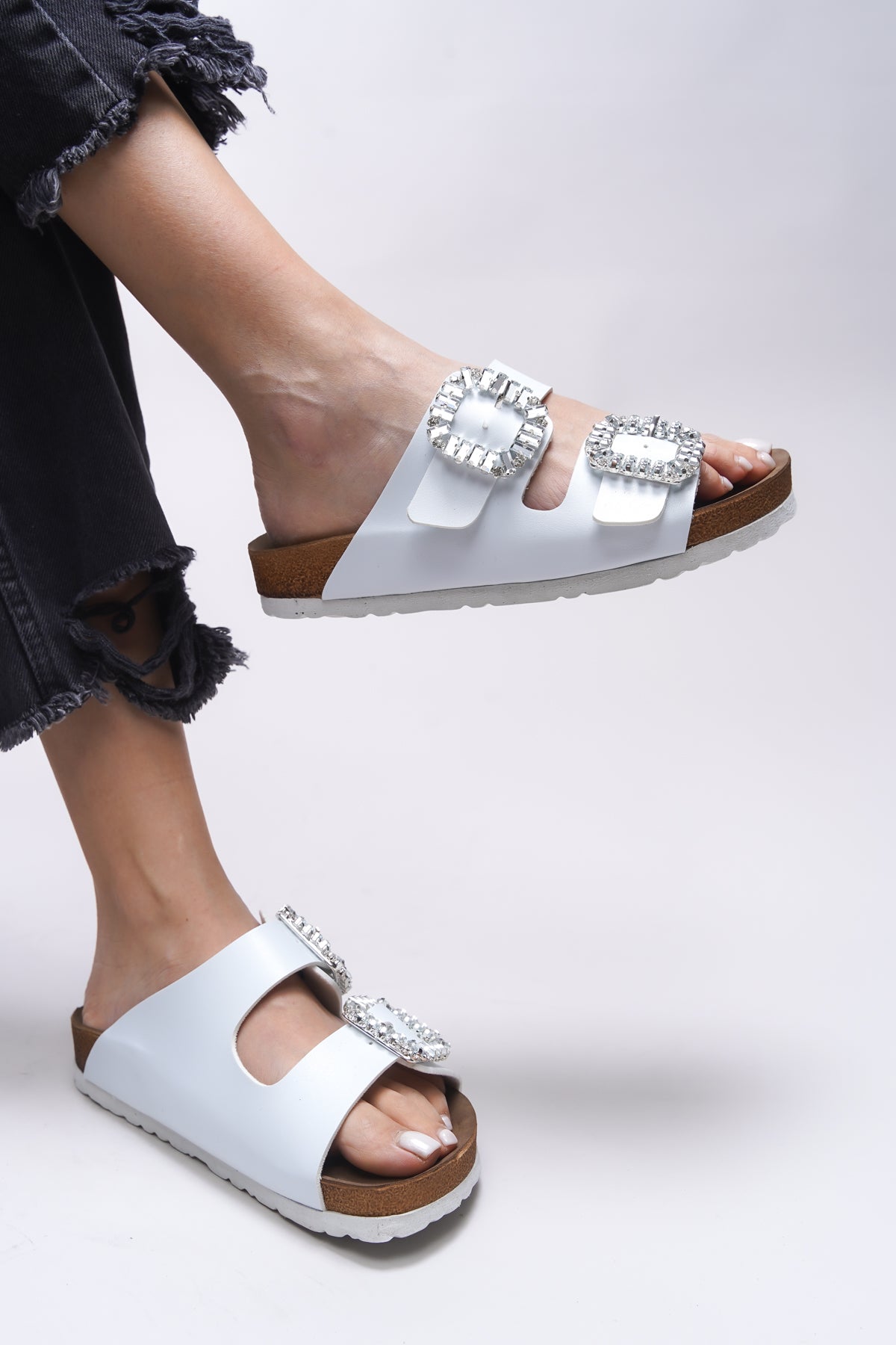 Riccon Mahcerys Kadın Taşlı Çift Tokalı Terlik 0012555