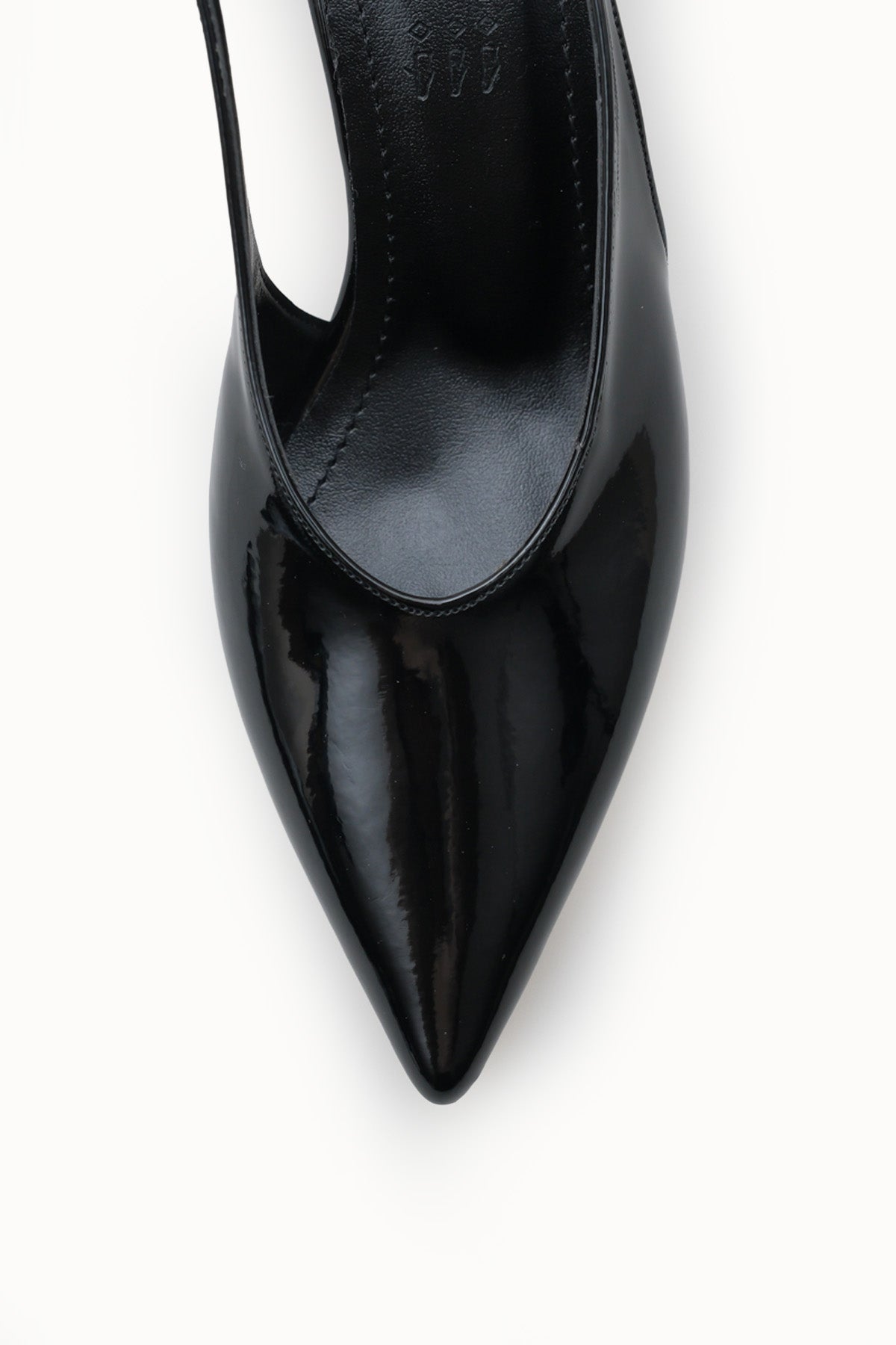 Riccon Kadın Sivri Burunlu Arkası Açık İnce Topuklu Ayakkabı 0012560 Siyah Rugan