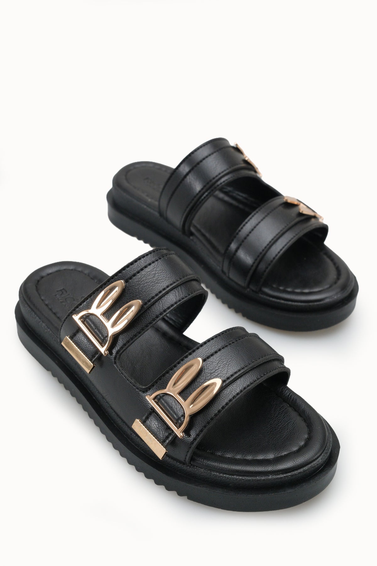 Riccon Kadın Çift Tokalı Terlik 00120415 Siyah