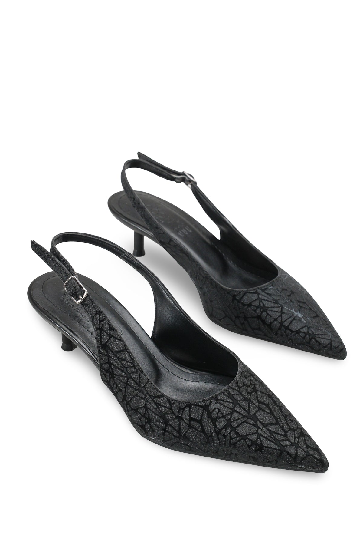 Riccon Kadın Sivri Burunlu Arkası Açık İnce Topuklu Ayakkabı 0012200 Siyah