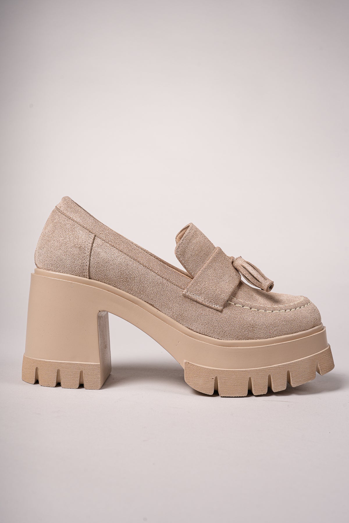 Riccon Aendorei Kadın Loafer 0012509 Bej Süet