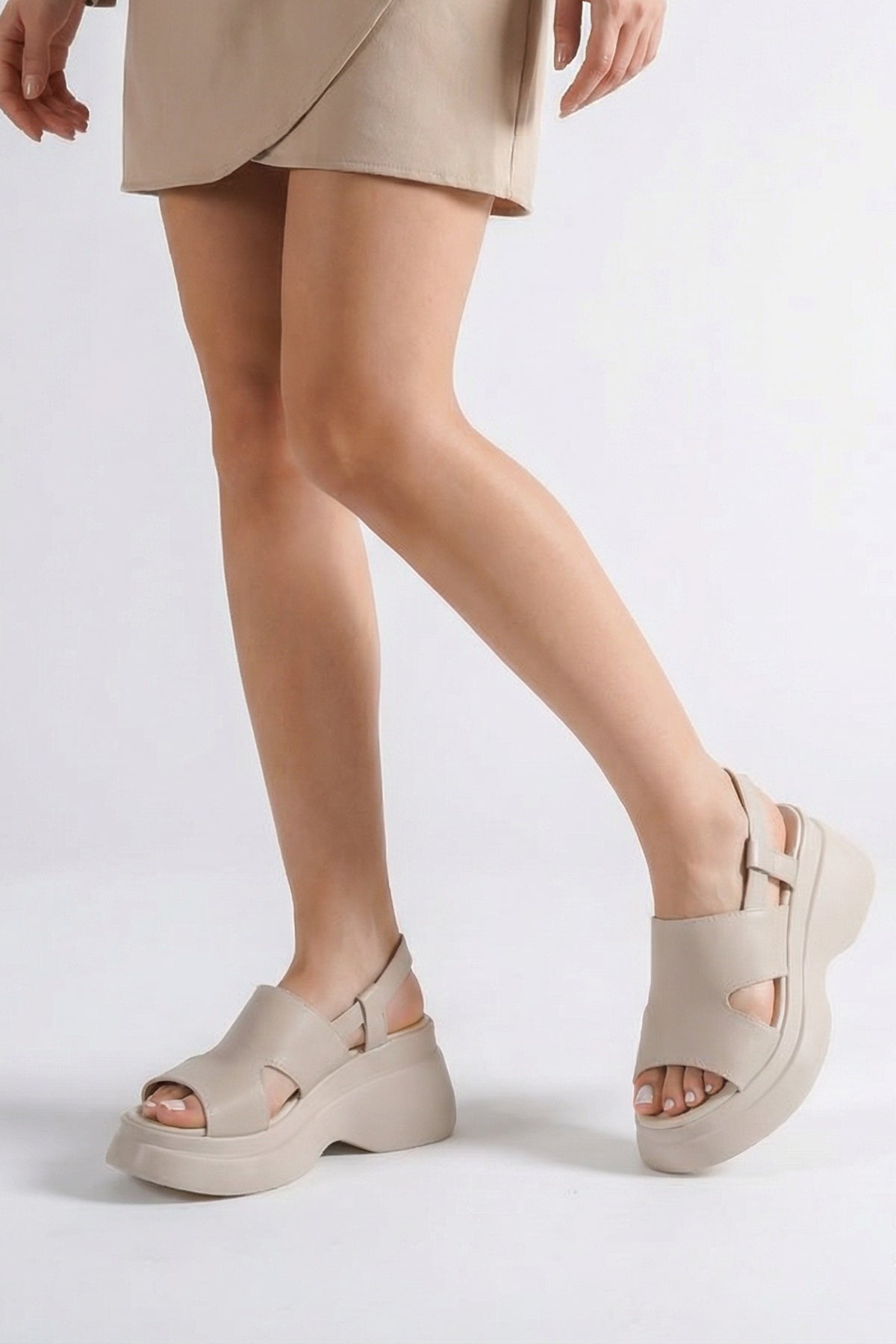 Riccon Kadın Sandalet 0012916 Bej