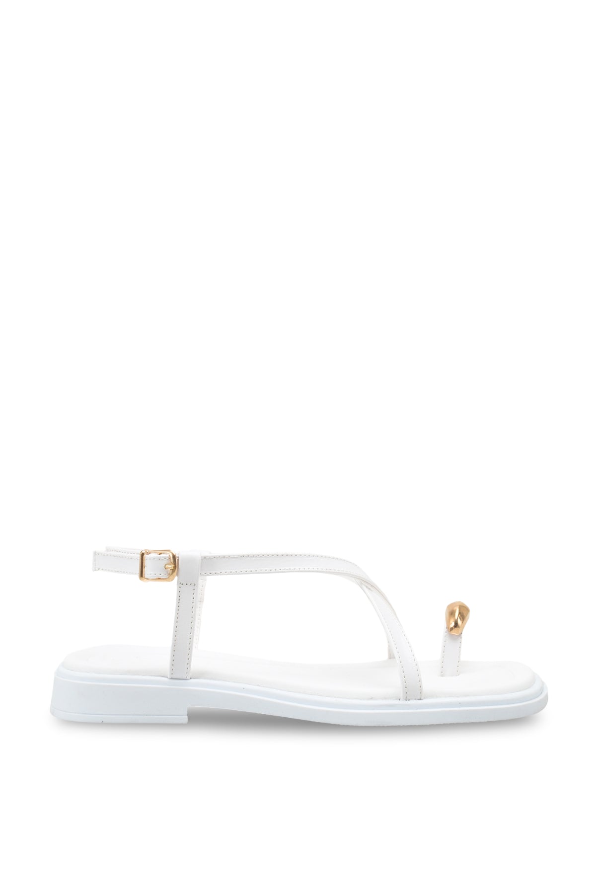 Riccon Kadın Parmak Arası Sandalet 00121005 Beyaz Rustik