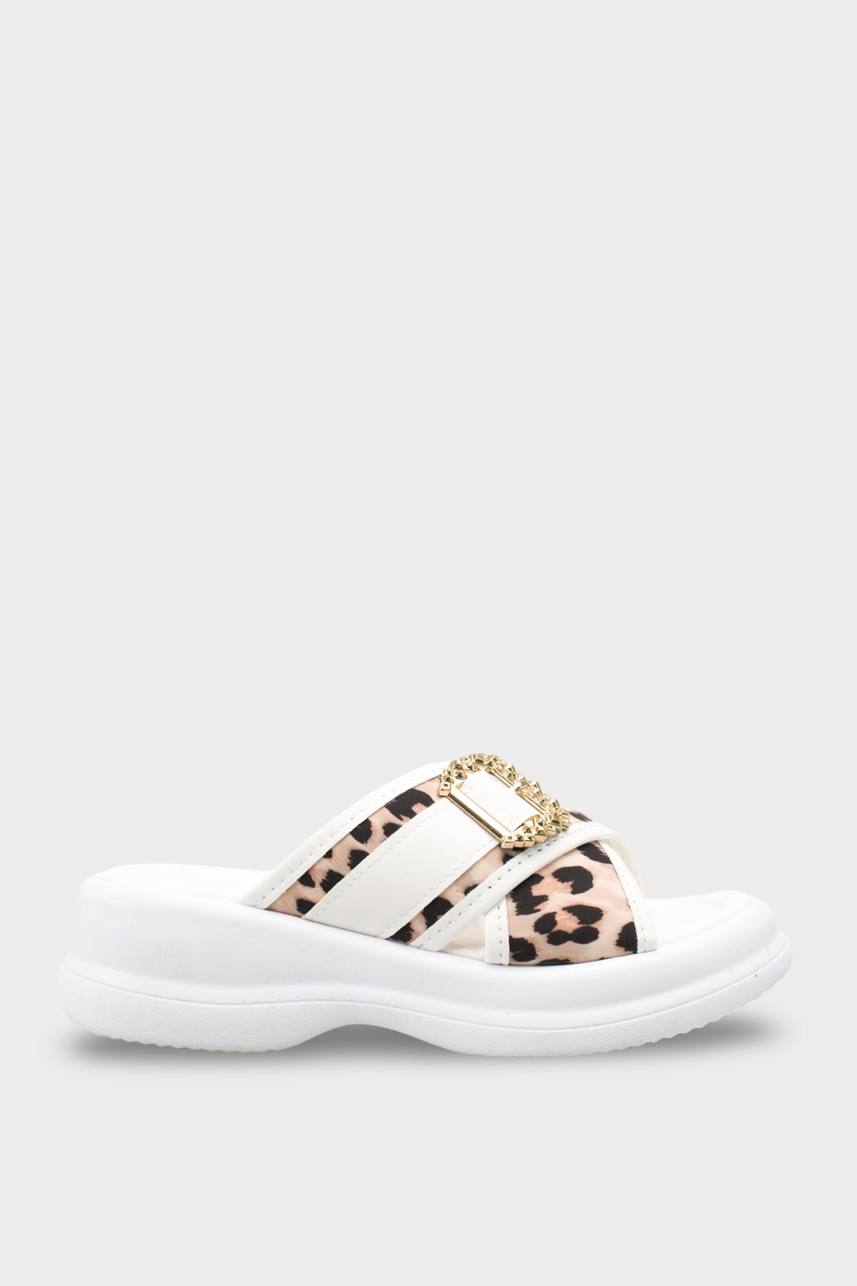 Riccon Kadın Terlik 00121023 Beyaz Leopar