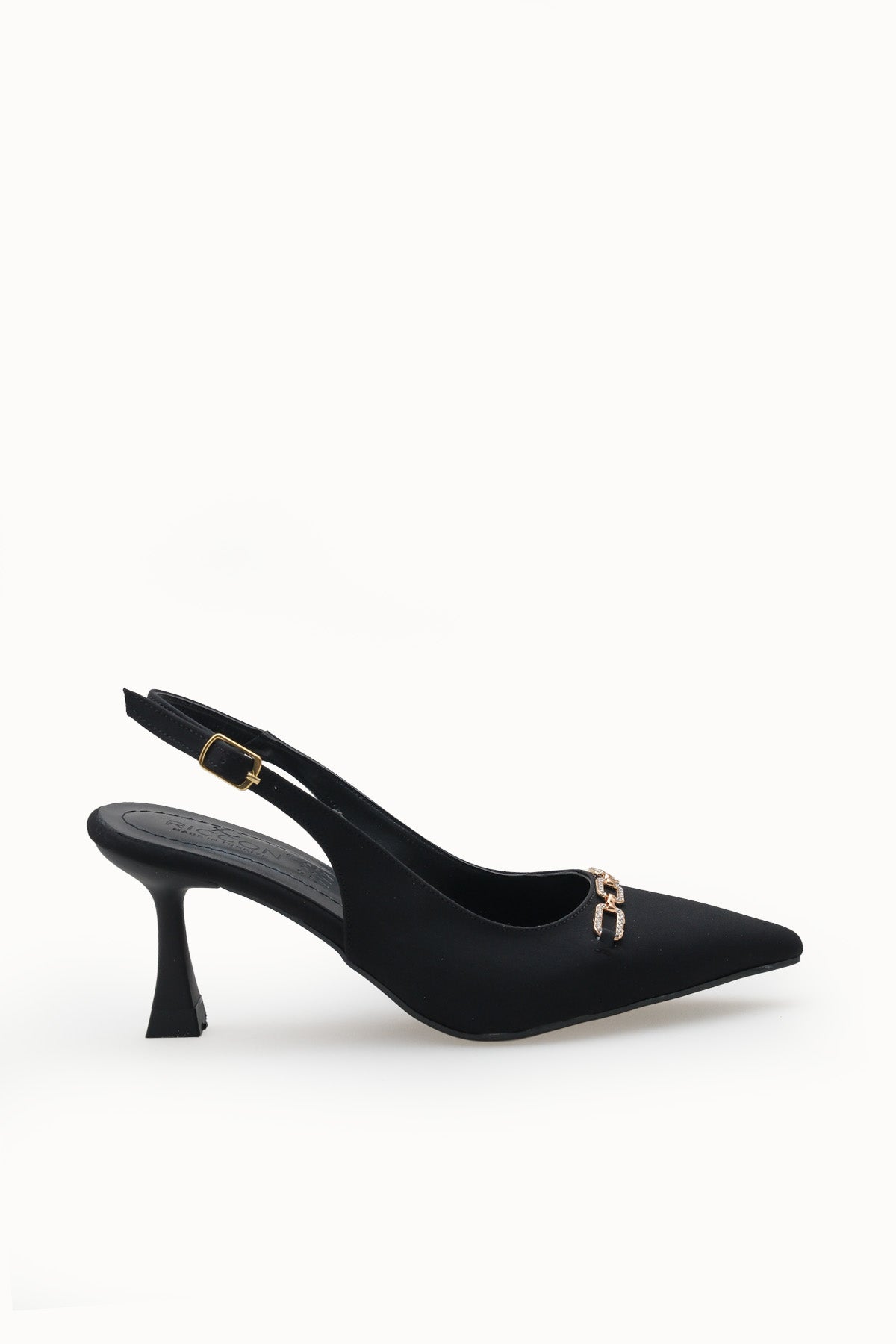 Riccon Kadın Sivri Burunlu Arkası Açık İnce Topuklu Ayakkabı 0012715 Mat Siyah