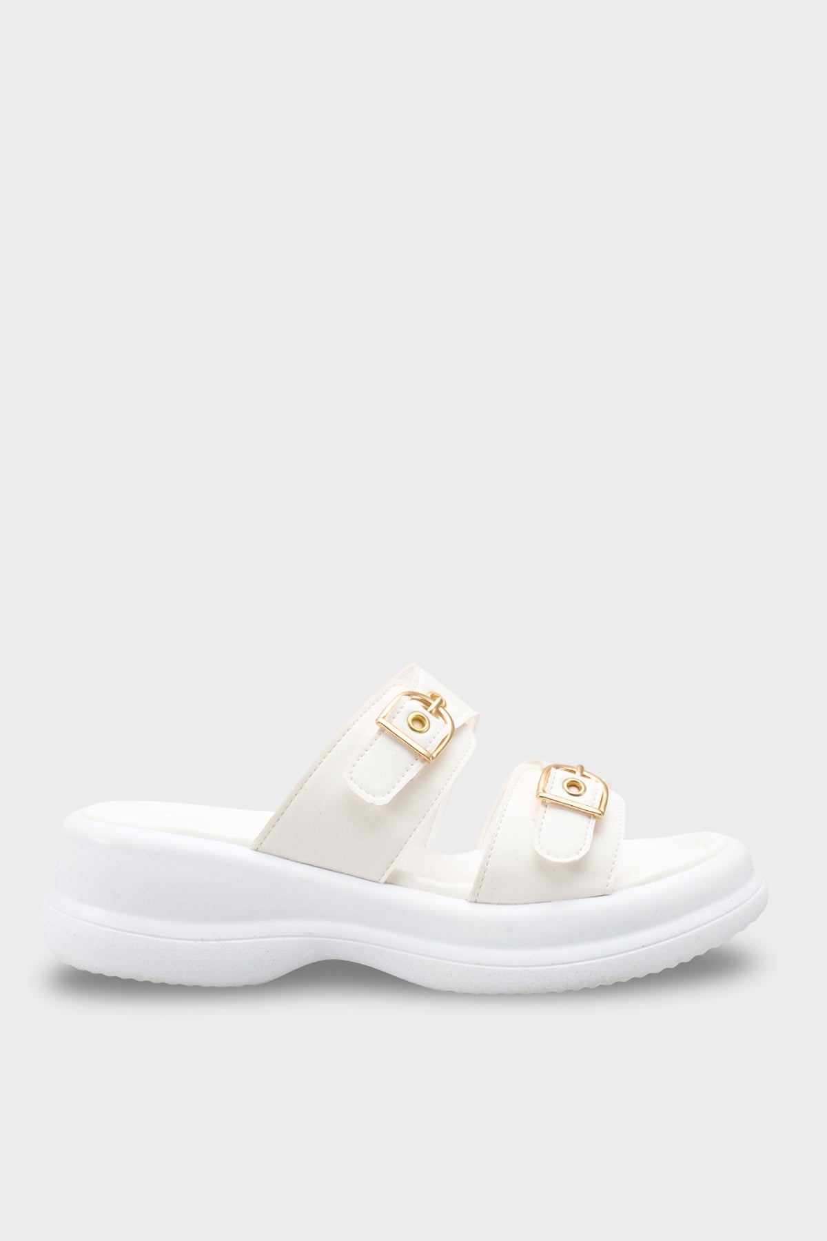 Riccon Kadın Çift Tokalı Terlik 00121027 Beyaz