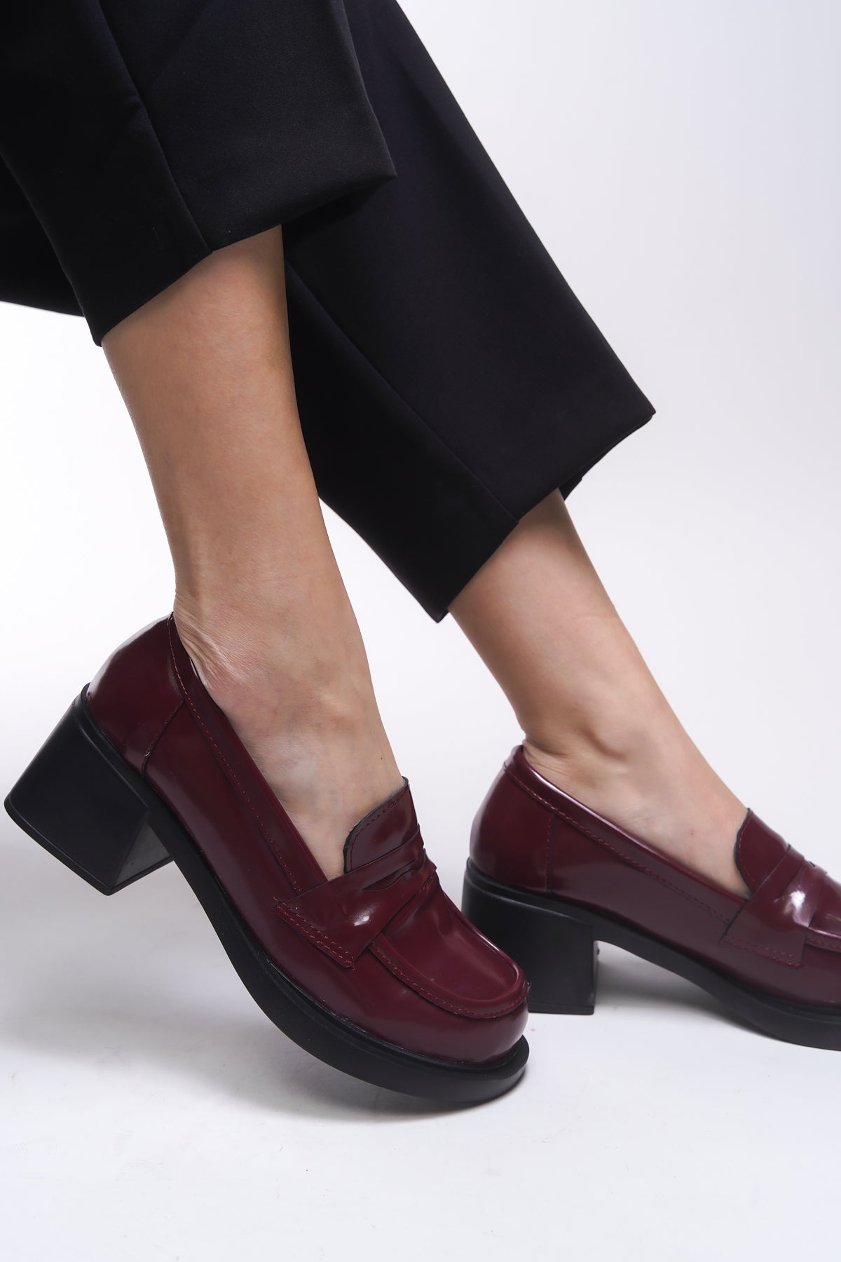 Riccon Yllthyl Kadın Loafer 0012500 Bordo Rugan