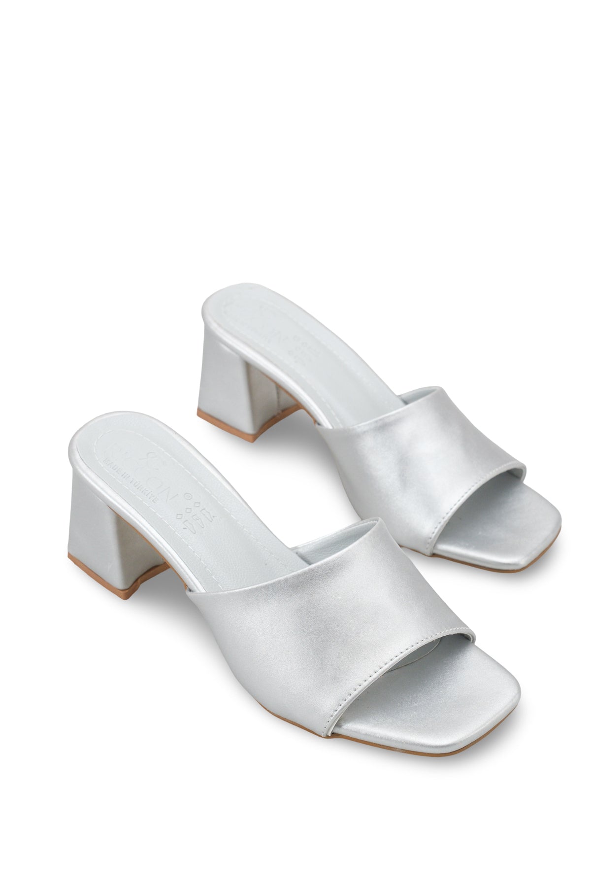 Riccon Kadın Topuklu Terlik 0012200 Gümüş Cilt